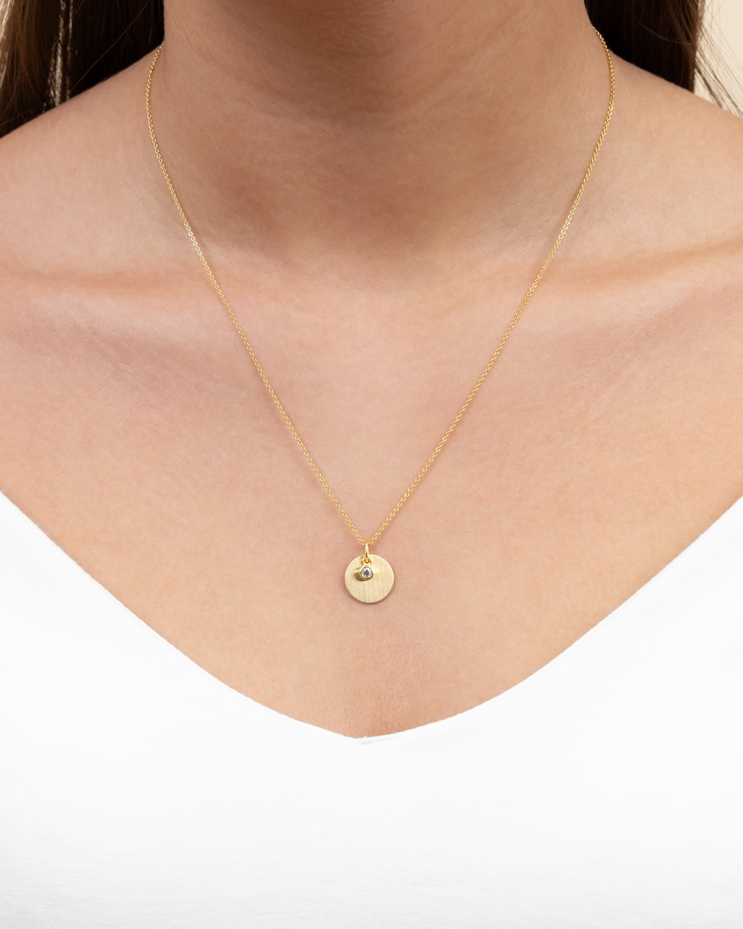 Graveerplaatjes hanger ketting zirkonia 12mm