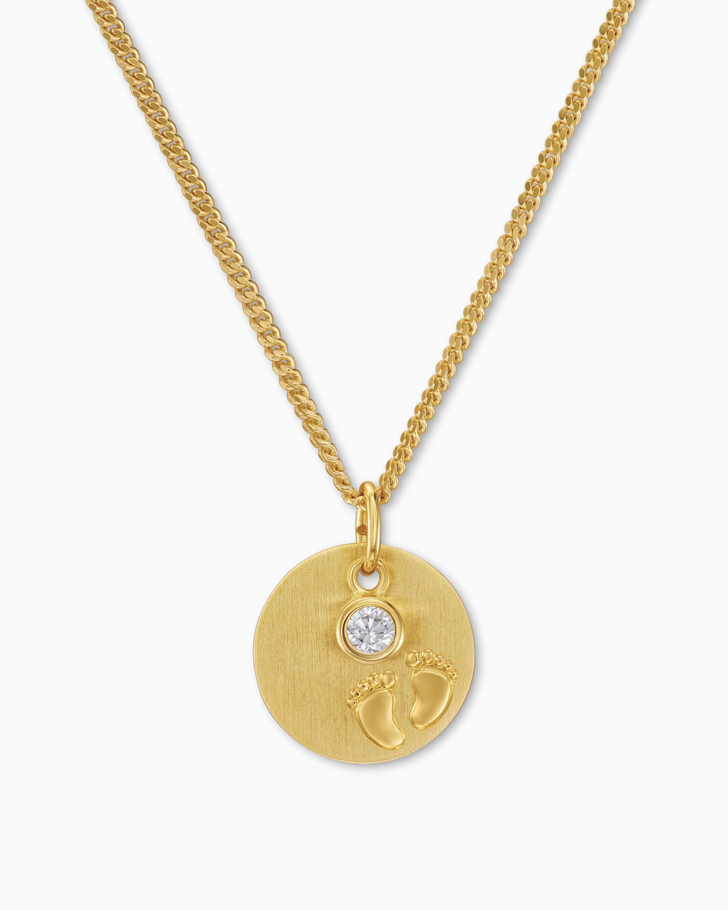 Graveerplaatjes hanger ketting baby voetjes zirkonia 12mm