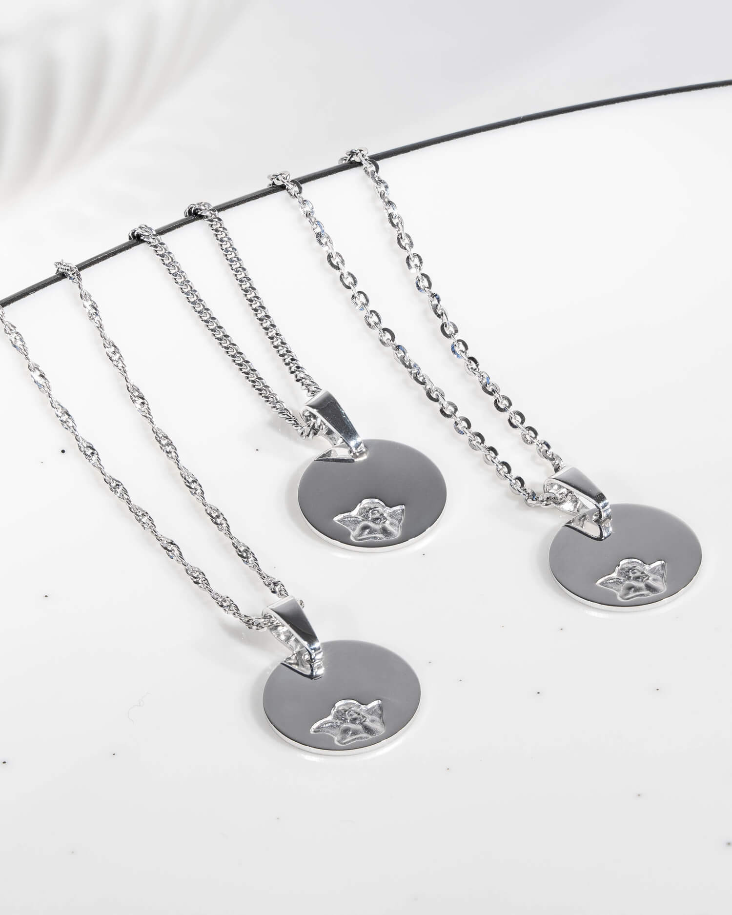 Graveerplaatjes hanger ketting beschermengel 12mm