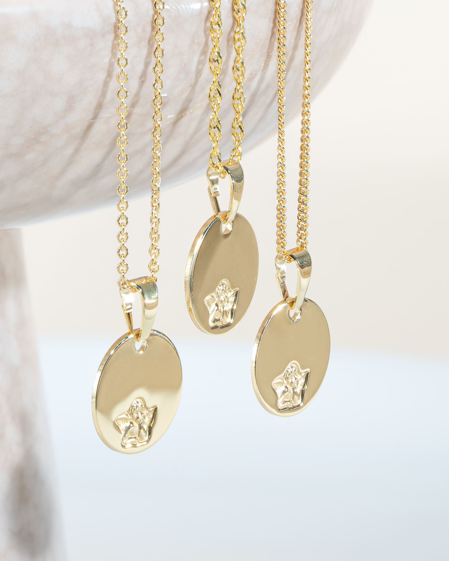 Graveerplaatjes hanger ketting beschermengel 12mm