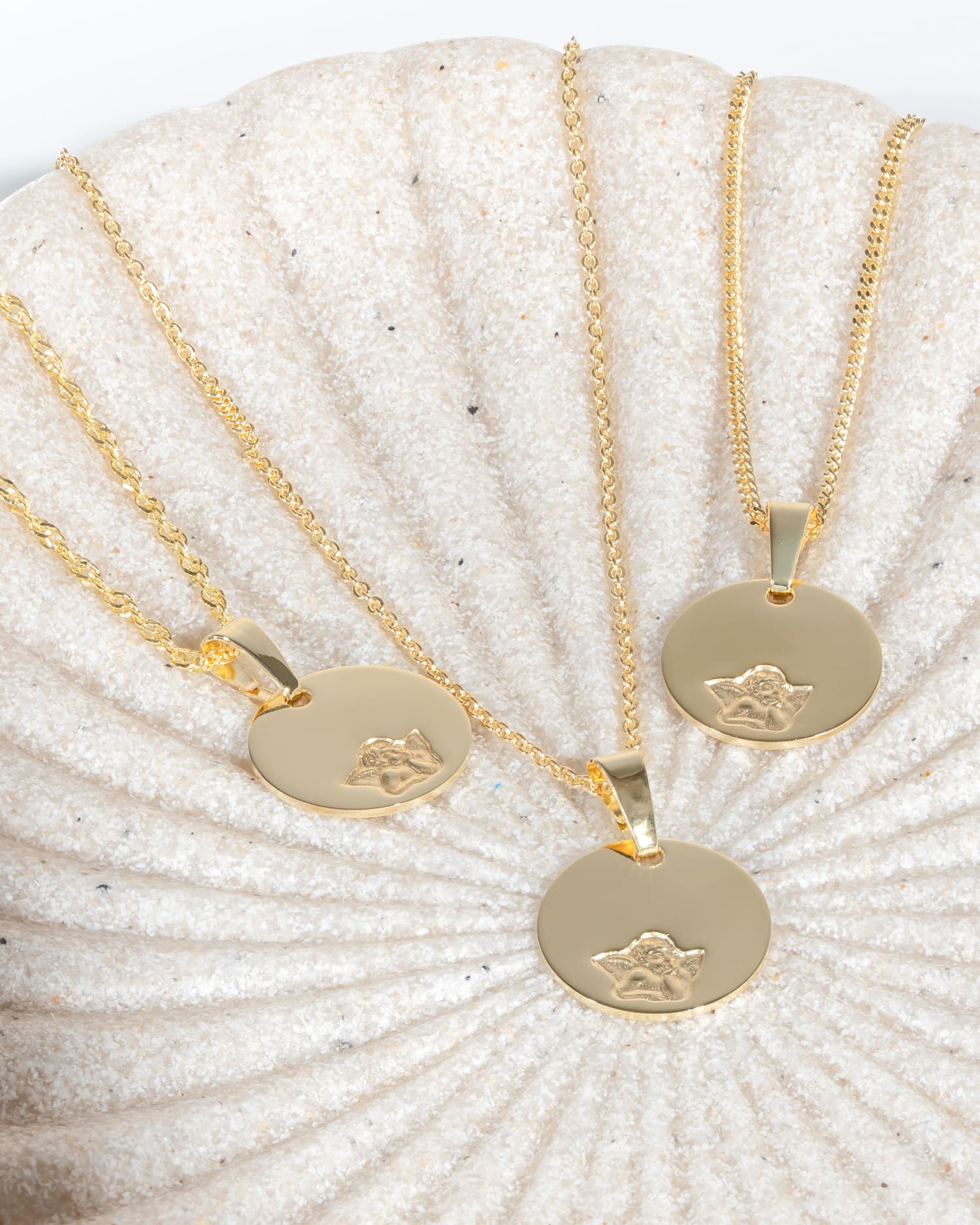 Graveerplaatjes hanger ketting beschermengel 12mm