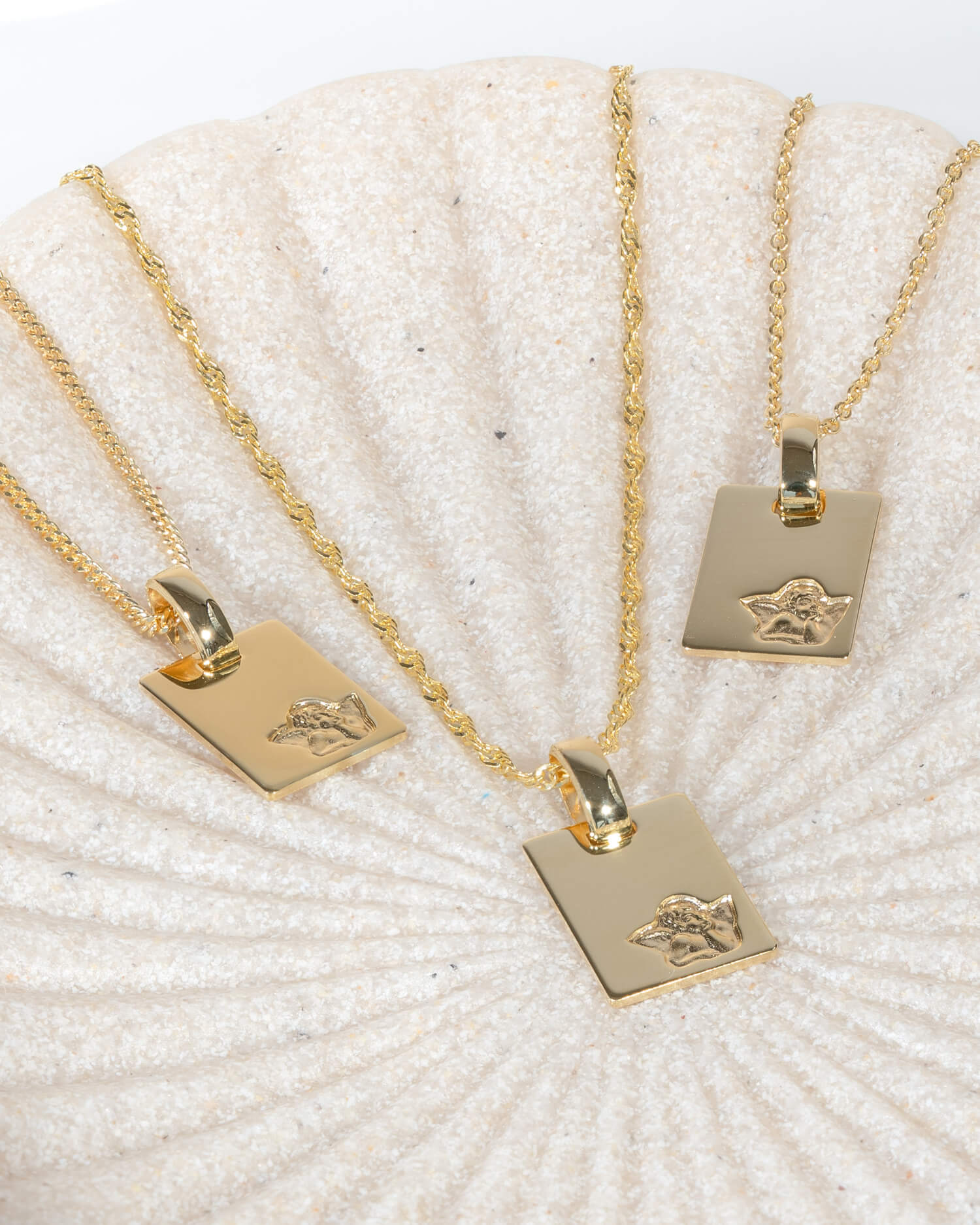 Graveerplaatjes hanger ketting beschermengel