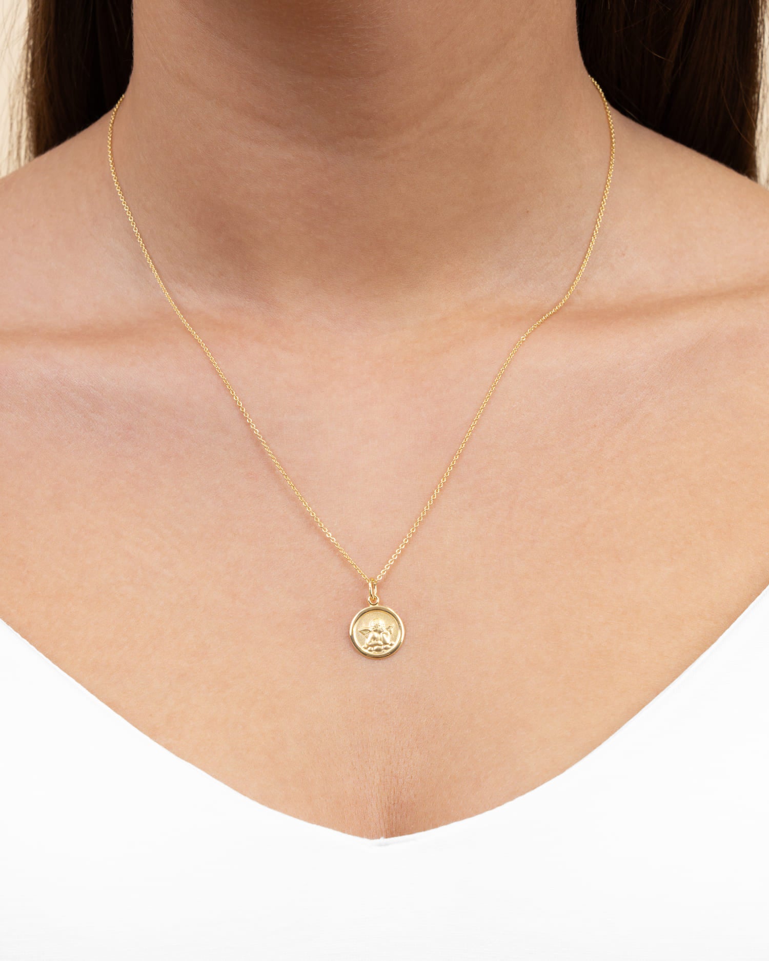 Graveerplaatjes hanger ketting beschermengel