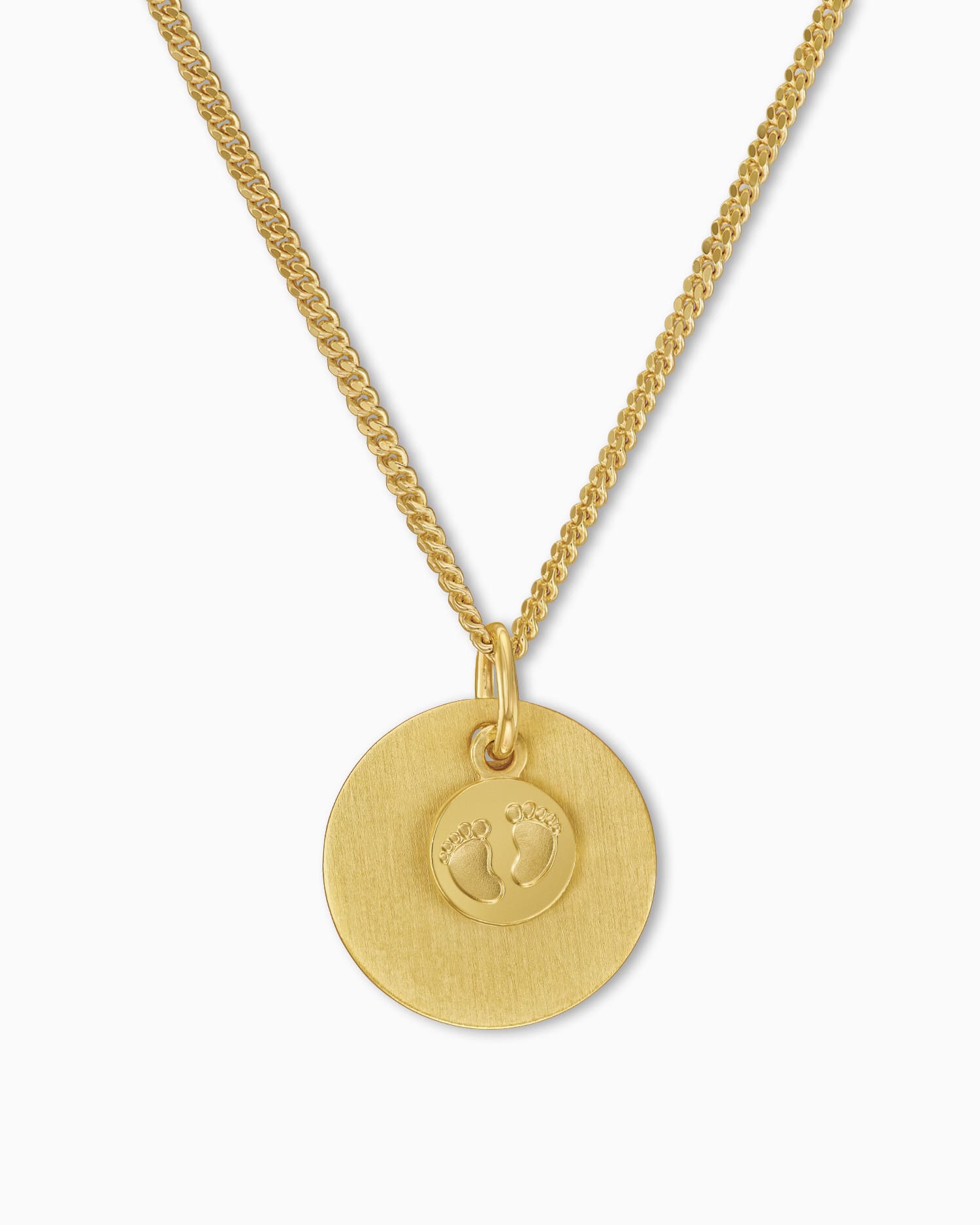 Graveerplaatjes hanger ketting baby voetjes 14mm