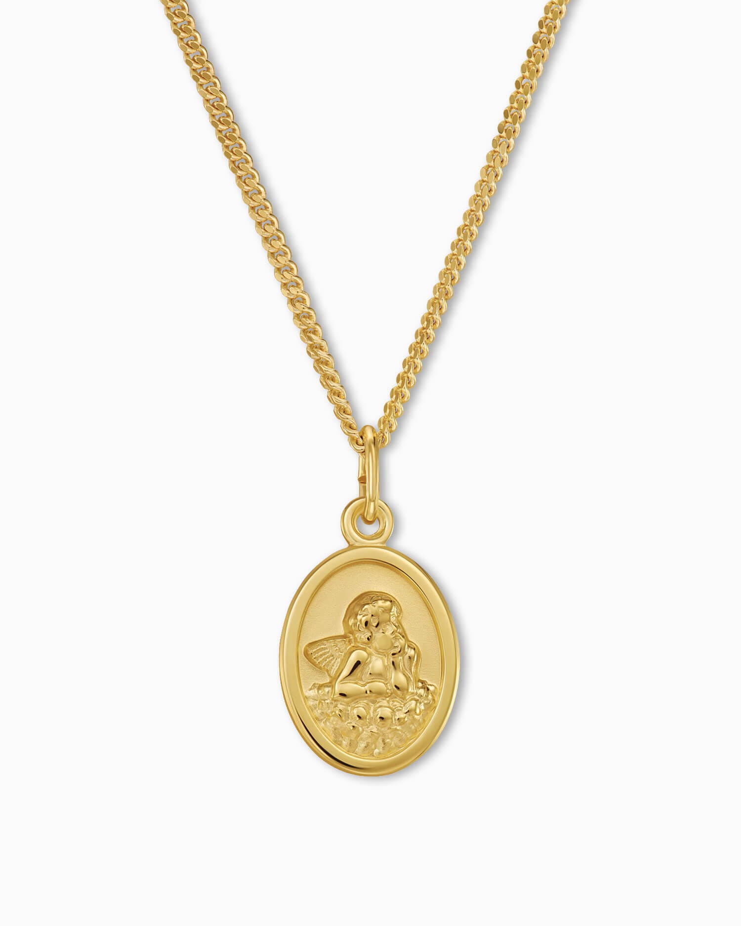 Graveerplaatjes hanger ketting beschermengel