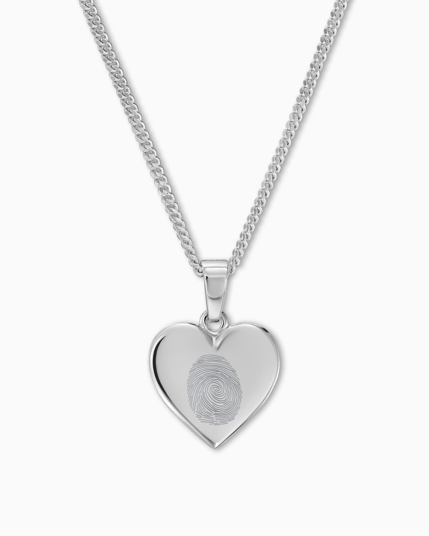 Vingerafdruk hart ketting graveren plaat hanger 12mm