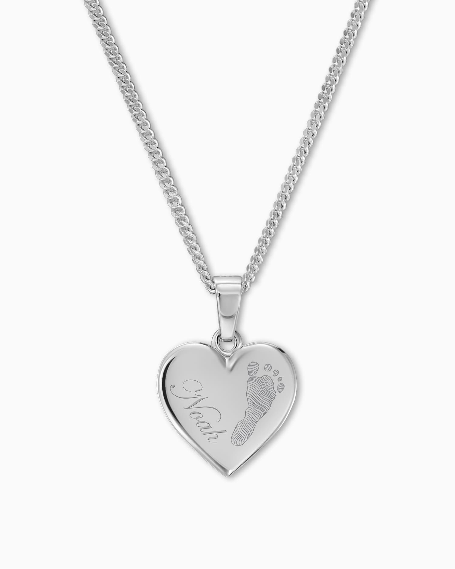 Voetafdruk hart ketting graveerplaatje hanger 12mm
