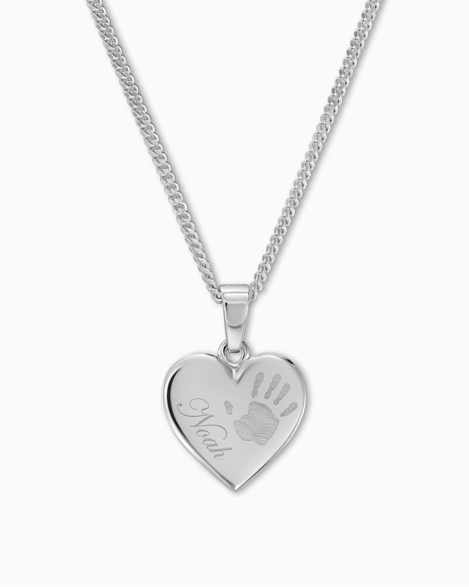 Handafdruk hart ketting graveerplaatje hanger 12mm