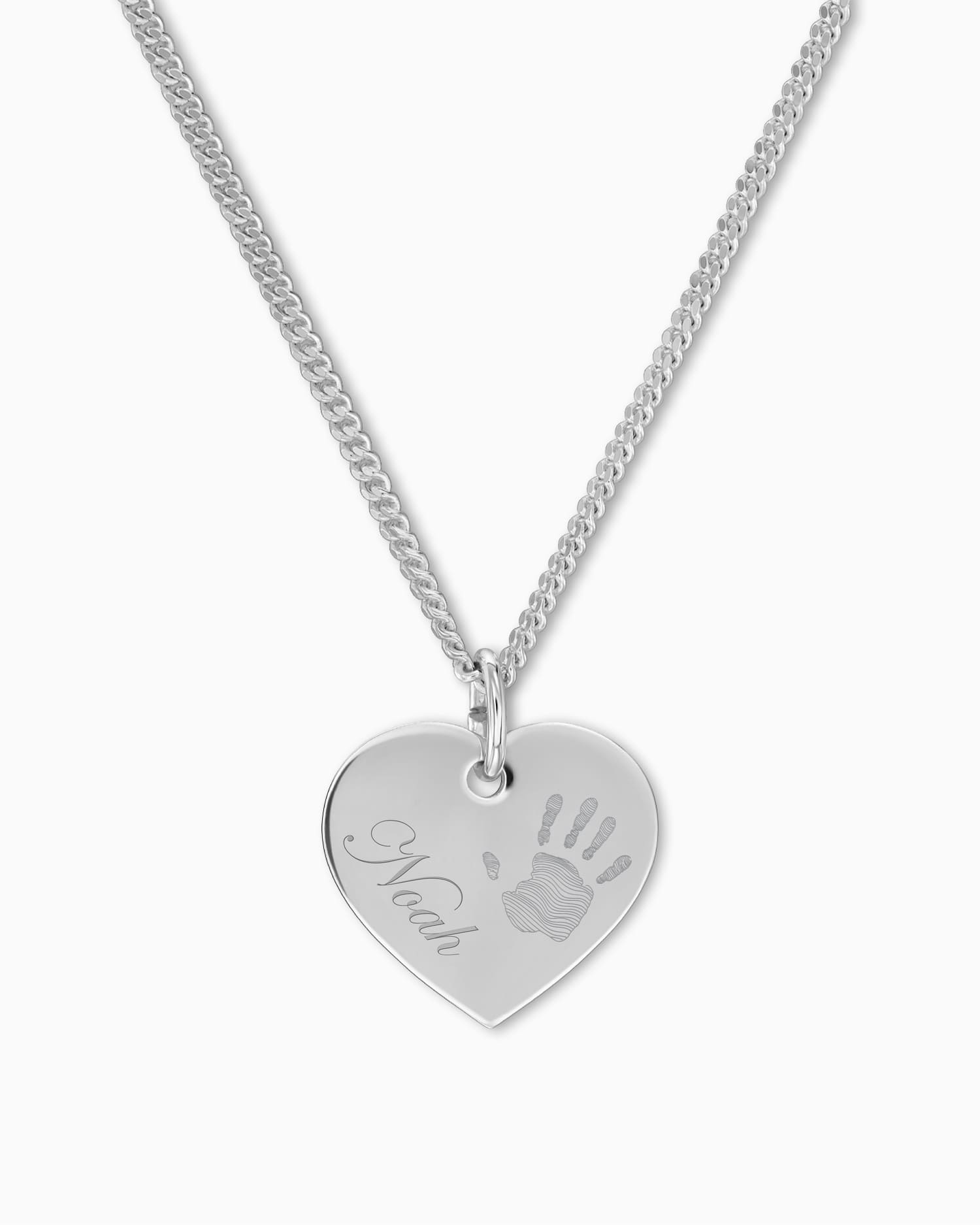 Handafdruk hart ketting graveerplaatje hanger 13mm