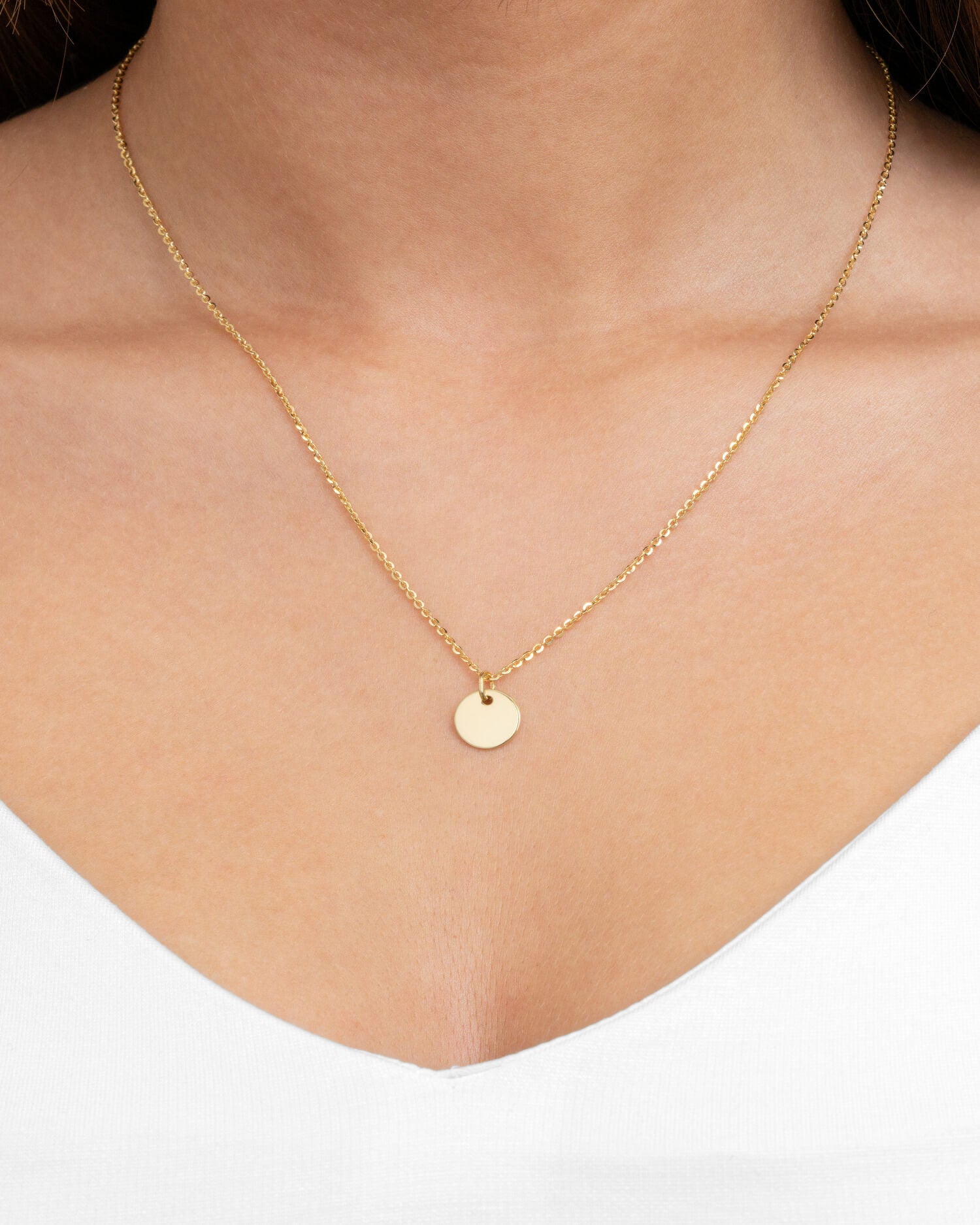 Graveerplaatjes halsketting hanger rond 10mm