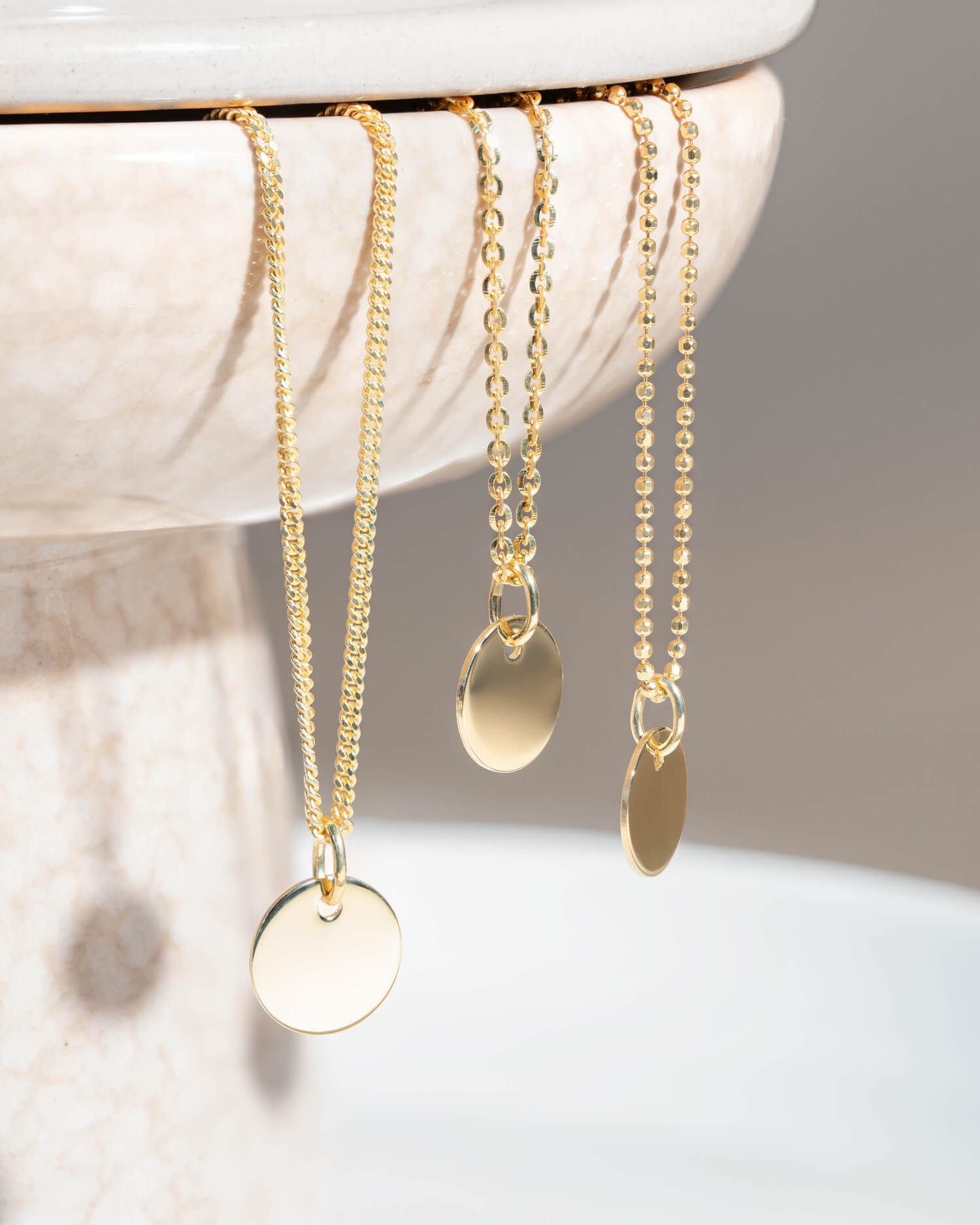 Graveerplaatjes halsketting hanger rond 10mm