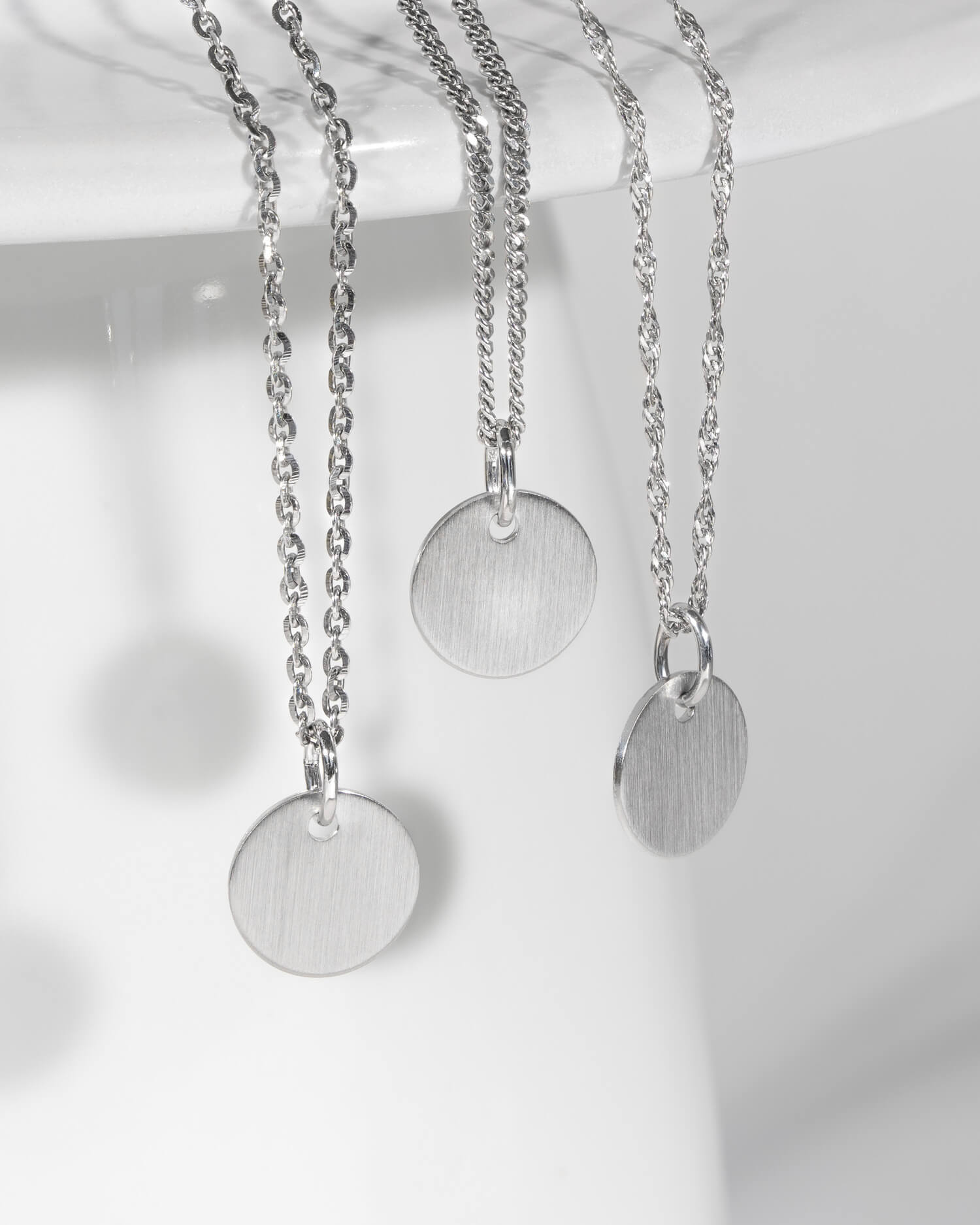 Graveerplaatje halsketting hanger rond 10mm