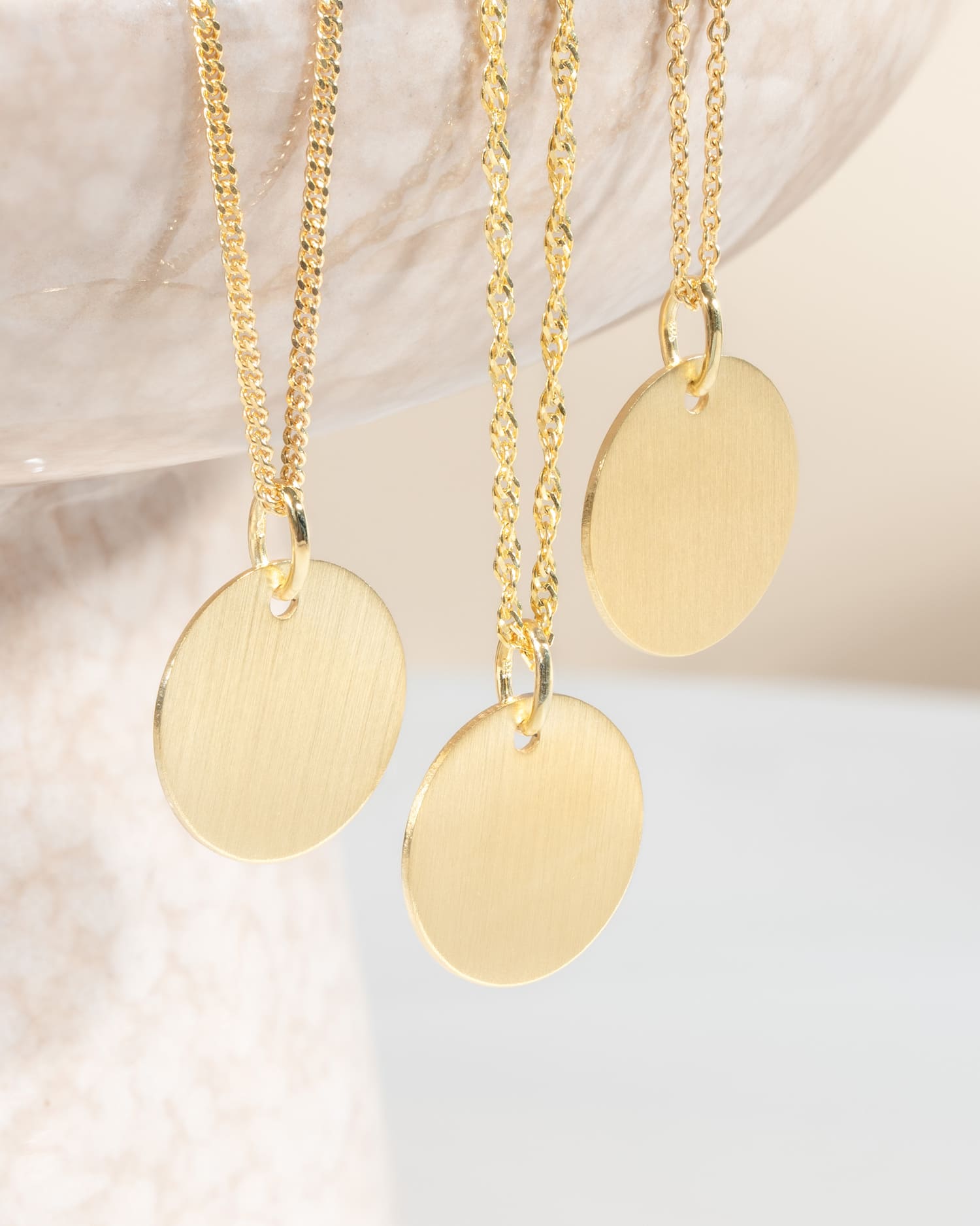 Graveerplaatje halsketting hanger rond 14mm