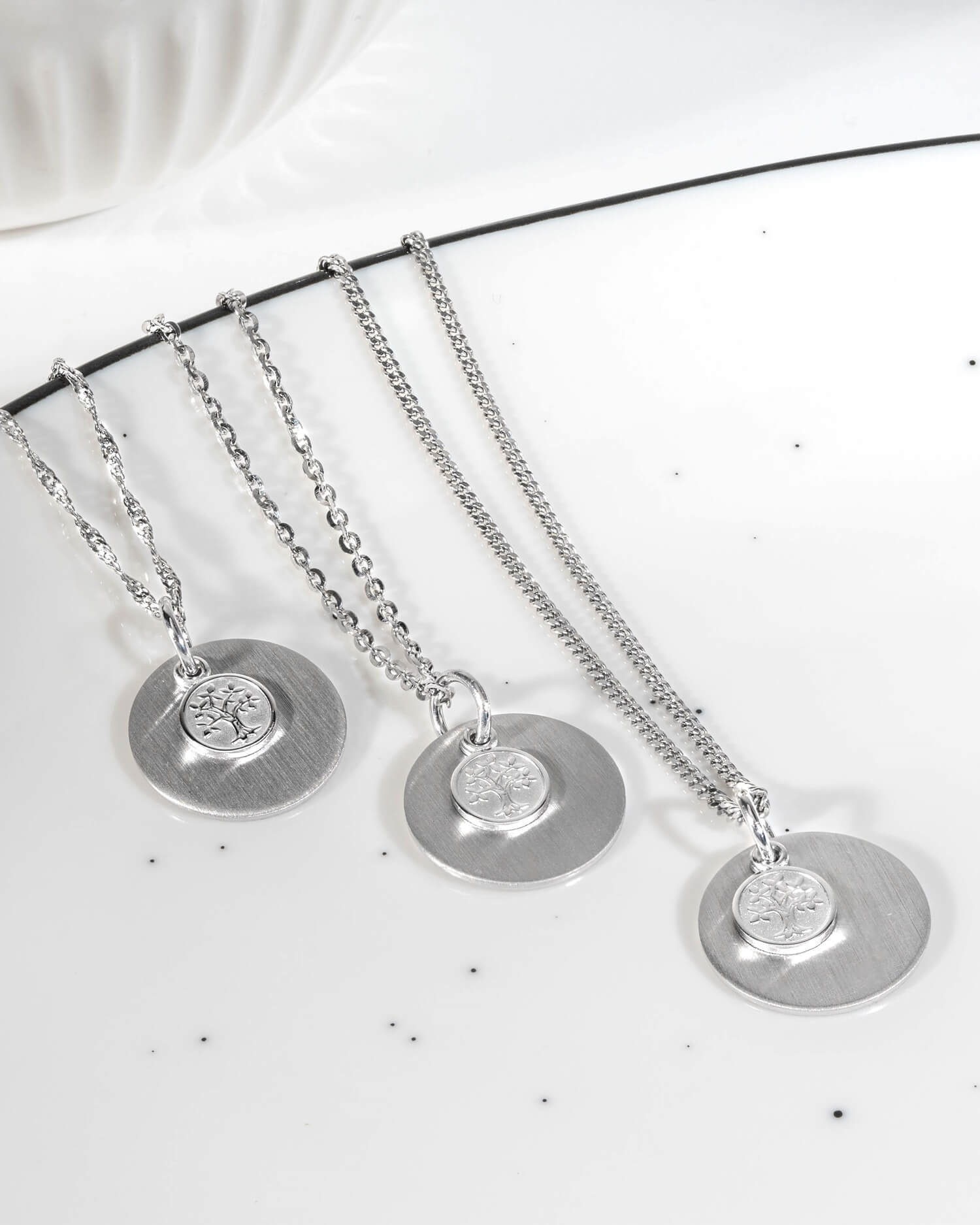 Graveerplaatjes halsketting hanger levensboom 12mm