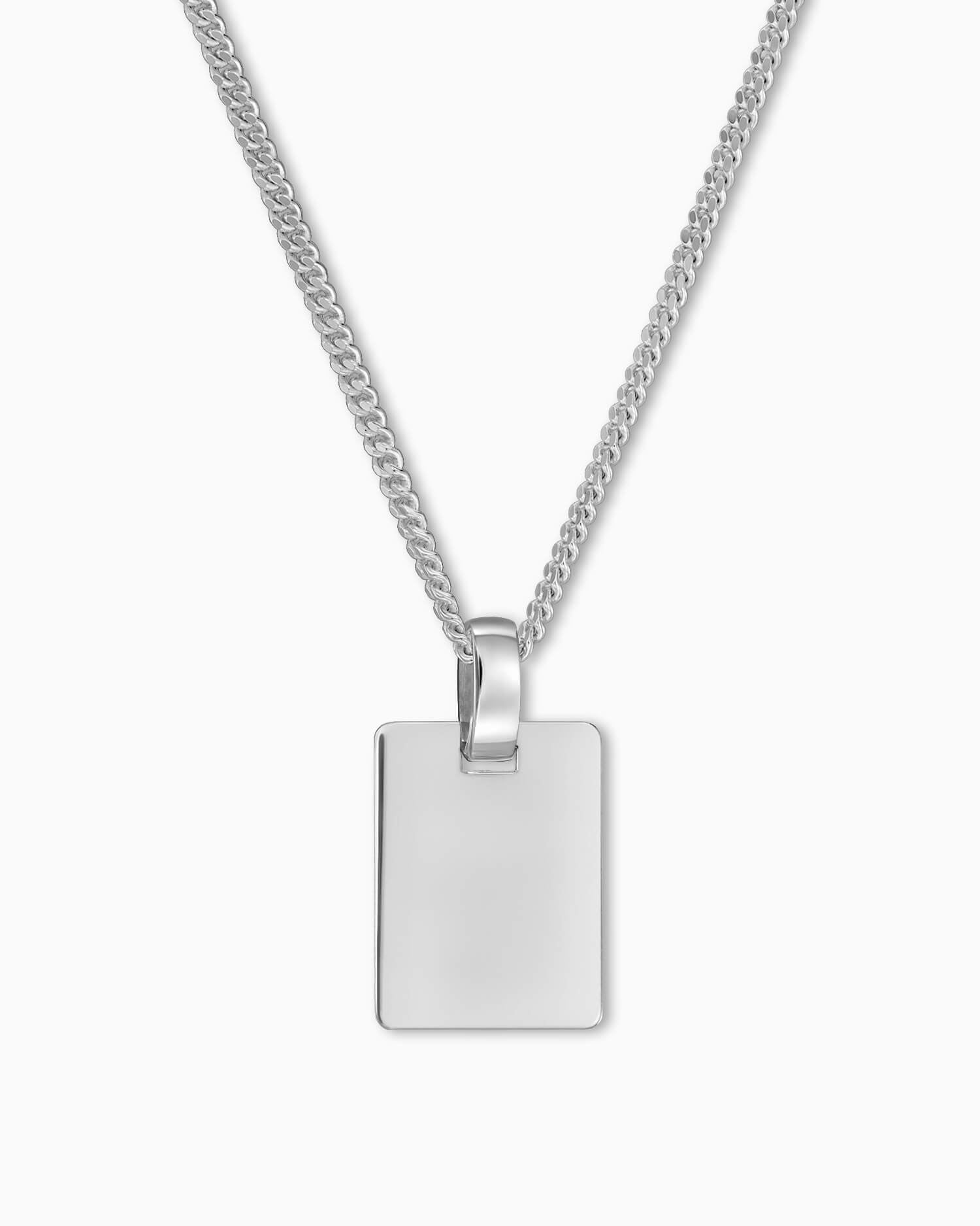 Graveerplaatjes halsketting hanger vierkant