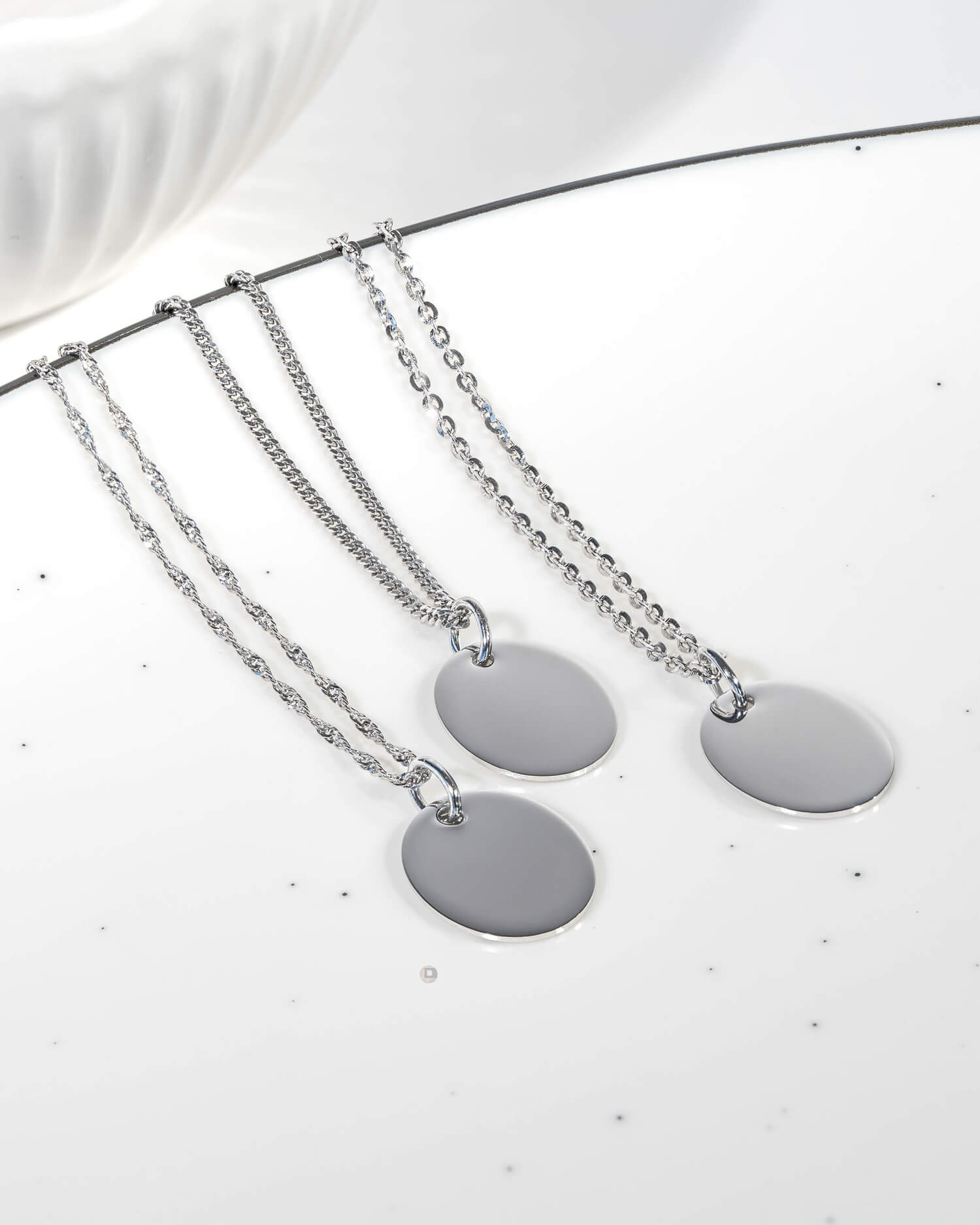 Graveerplaatjes halsketting hanger ovaal