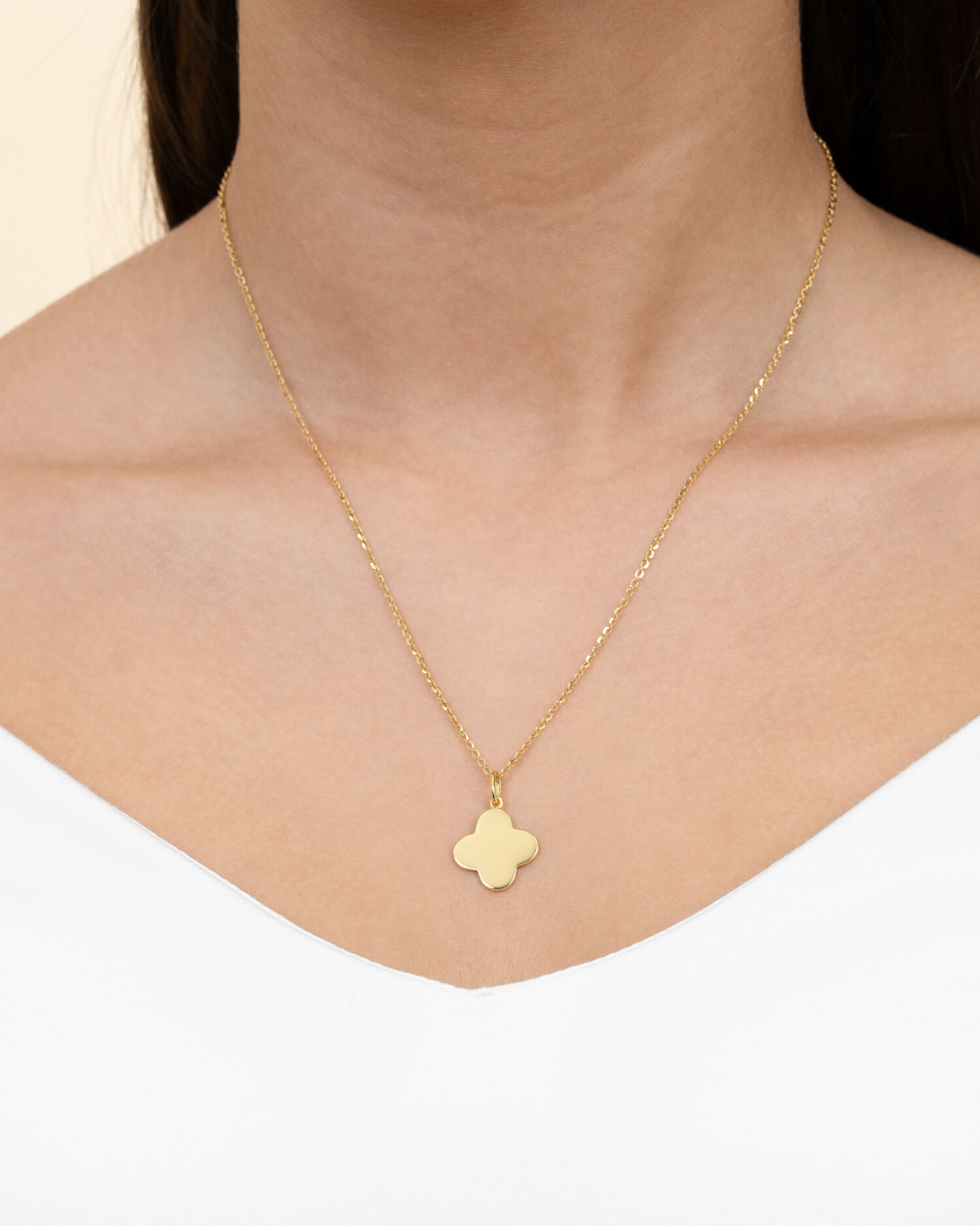 Initialen klaverblad ketting graveerplaatje