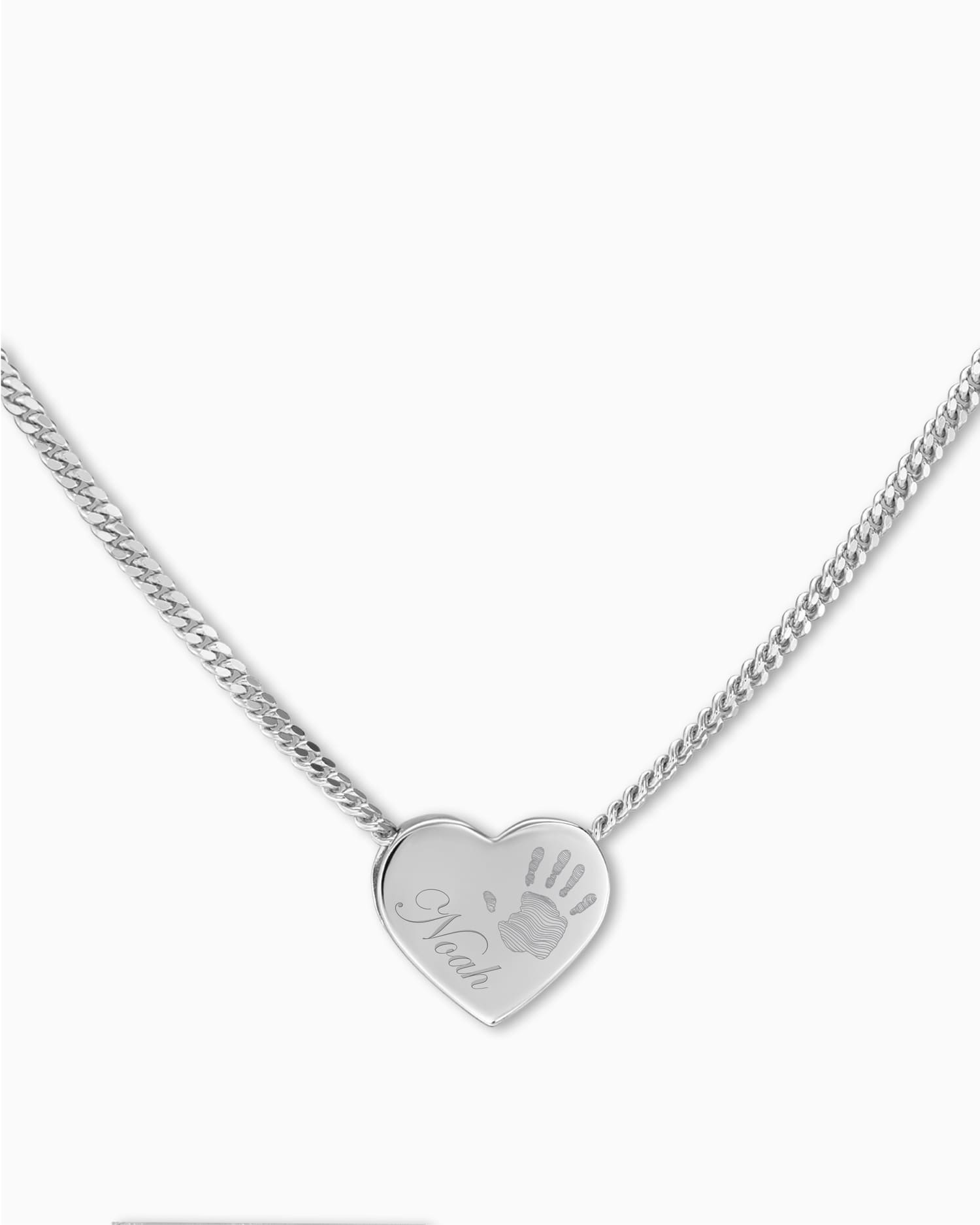 Handafdruk hart ketting graveerplaatje hanger