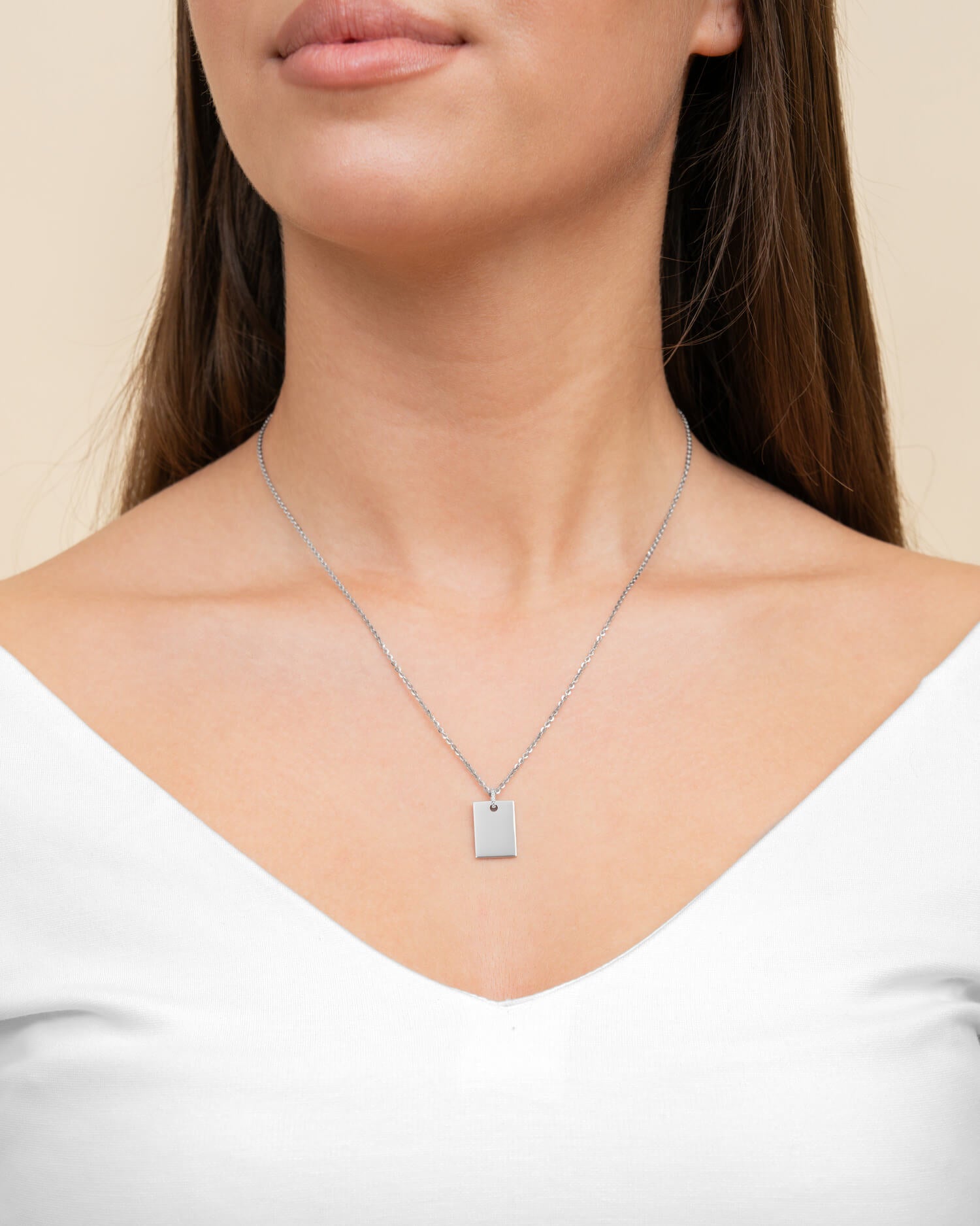 Grafische uploud graveerplaten halsketting hanger zirkonia vierkant