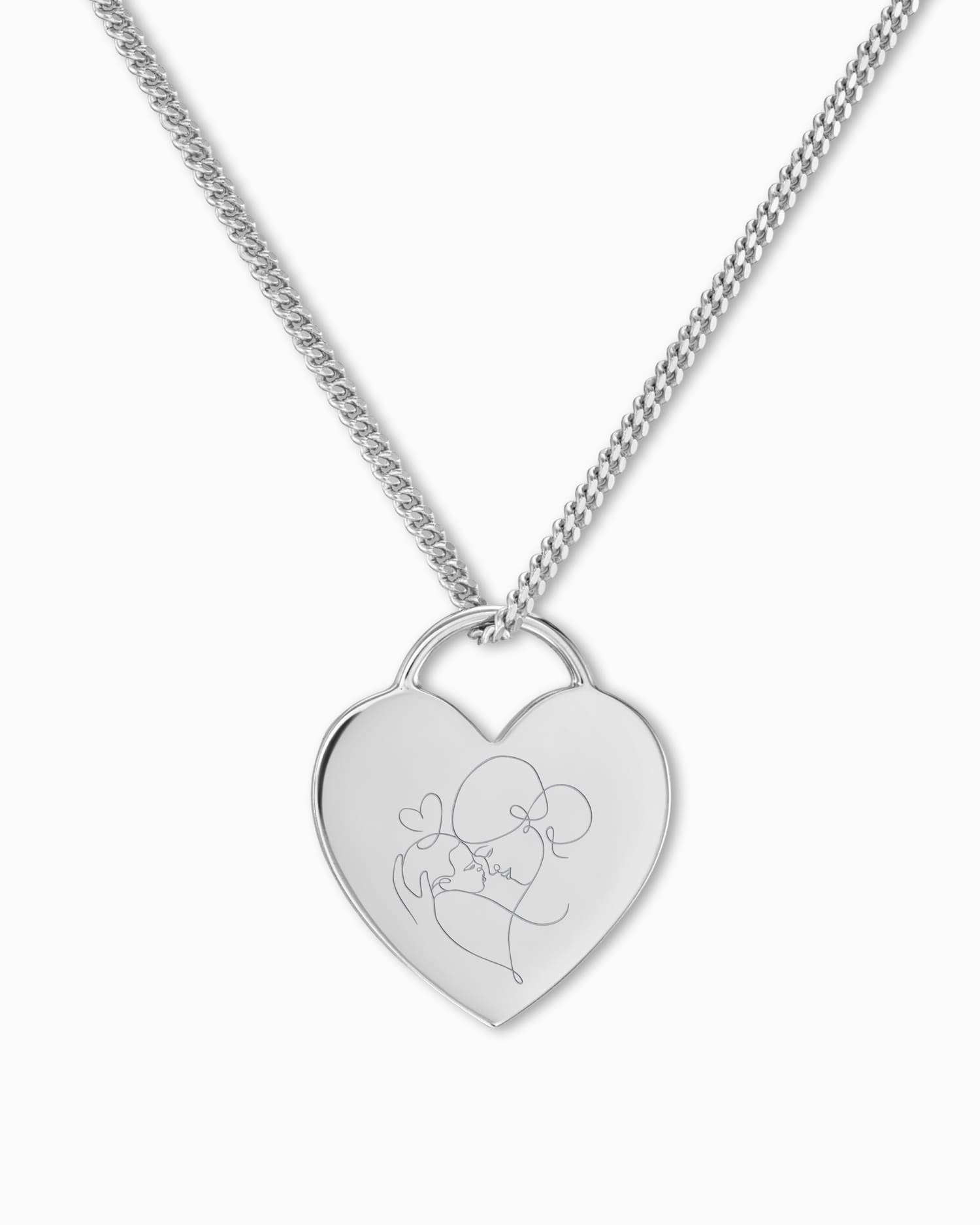 Grafische uploud hart ketting graveren plaat hanger