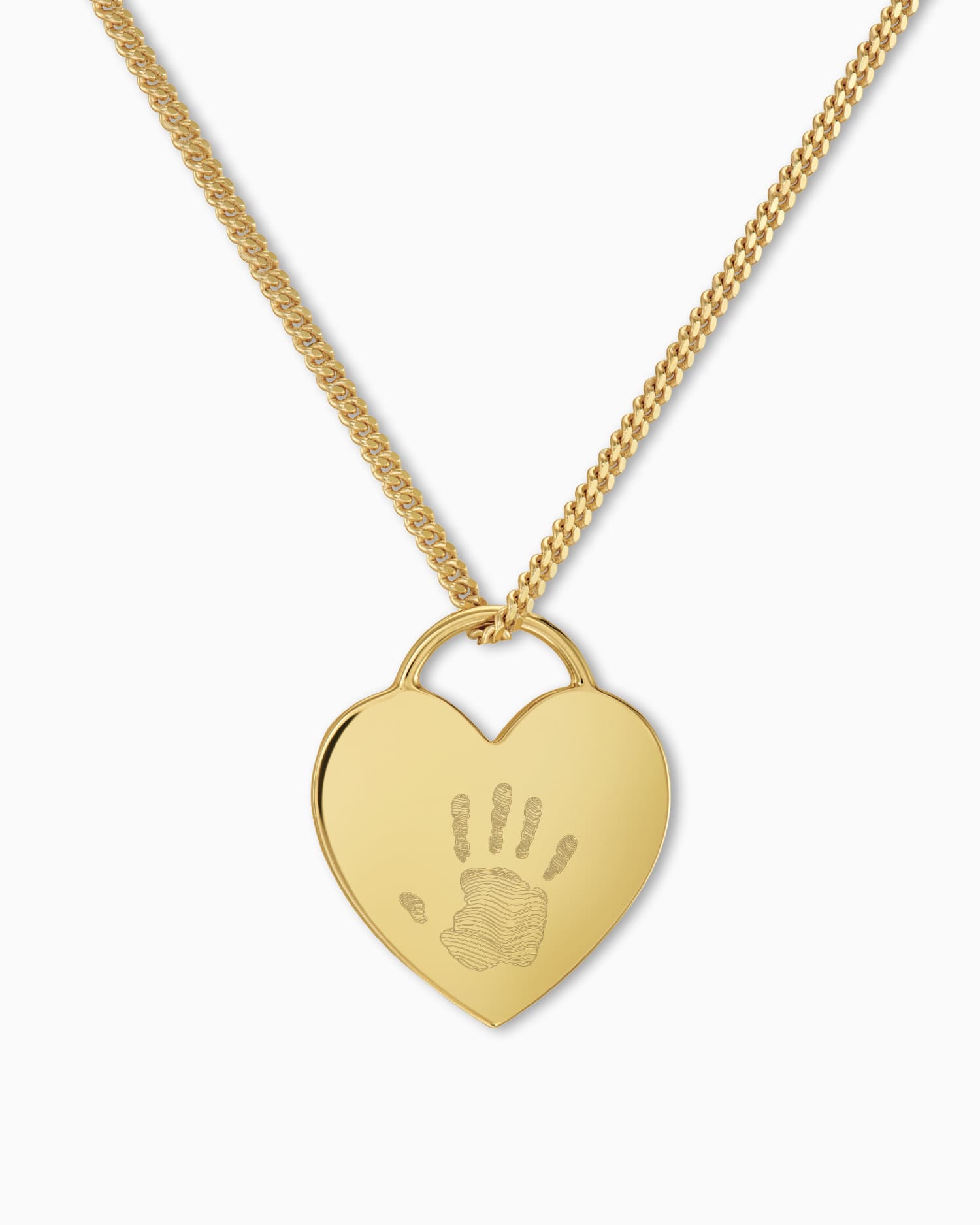 Handafdruk hart ketting graveerplaatje hanger
