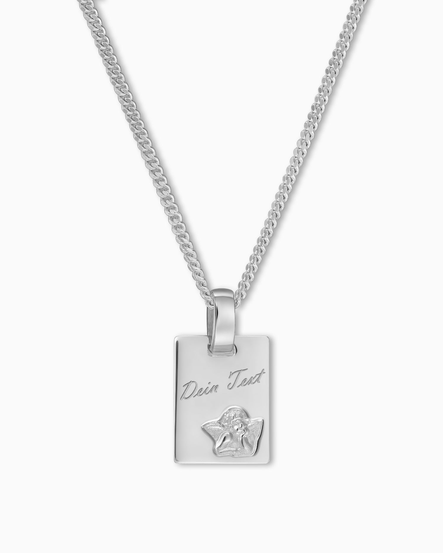 Graveerplaatjes hanger ketting beschermengel