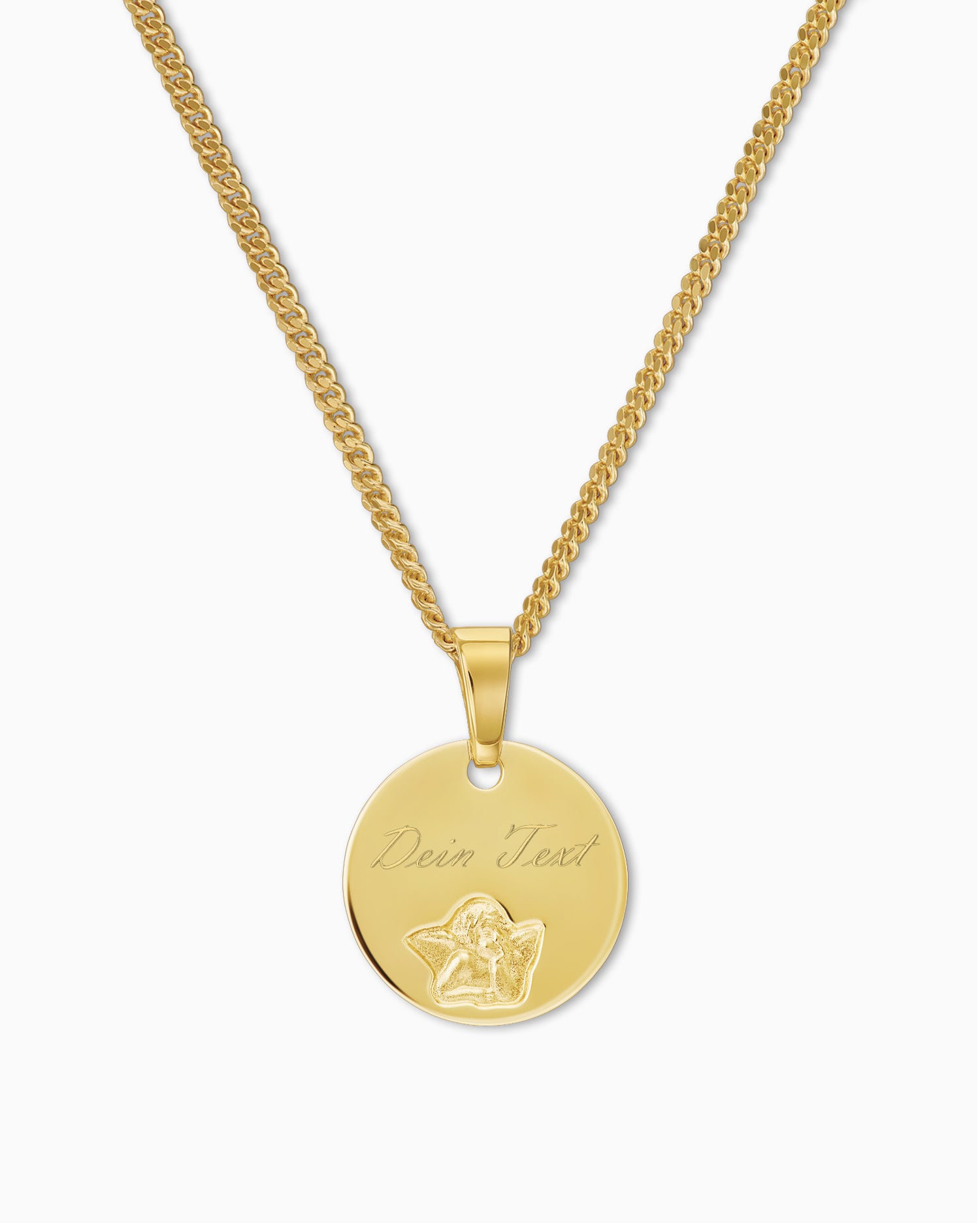 Graveerplaatjes hanger ketting beschermengel 12mm