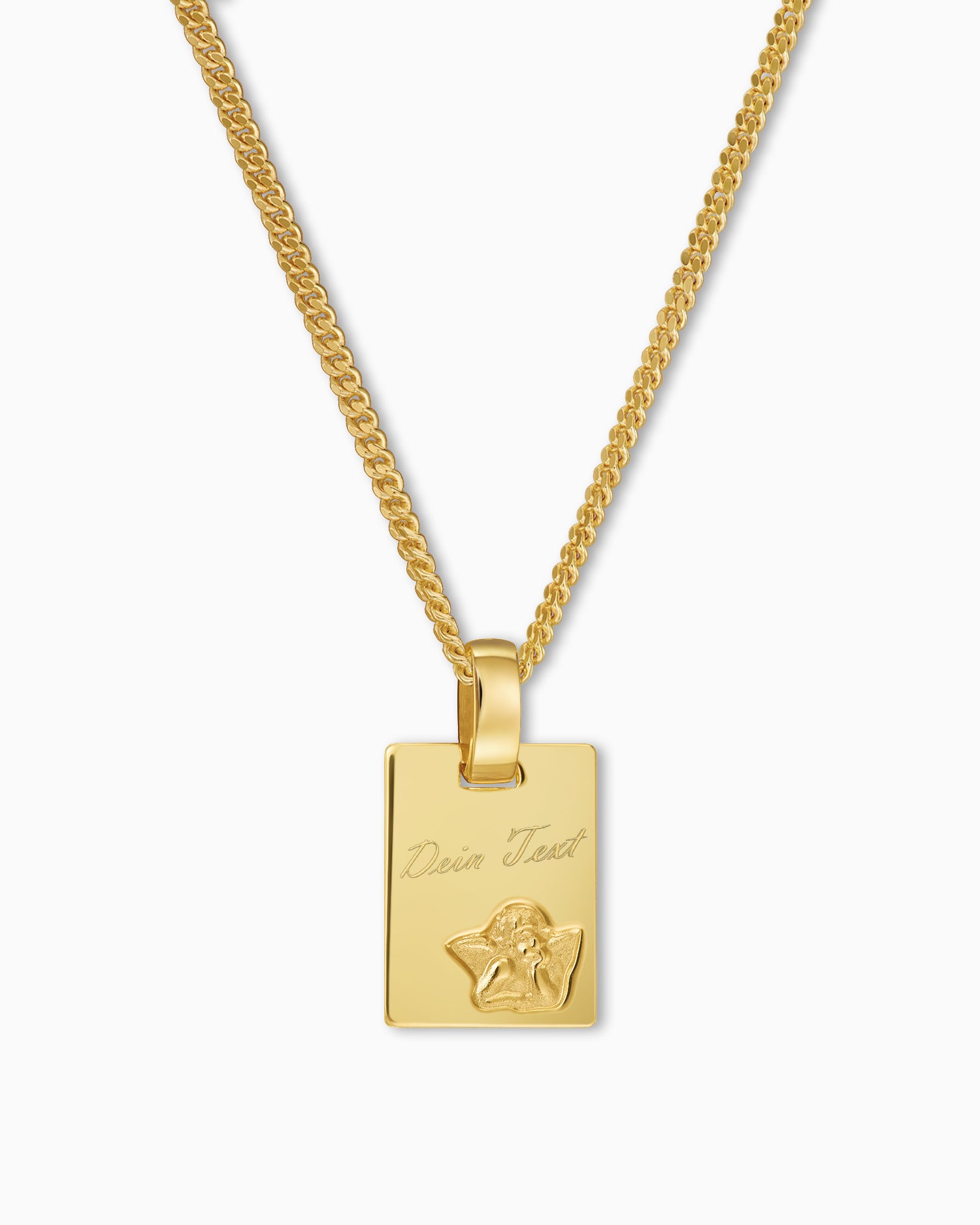 Graveerplaatjes hanger ketting beschermengel