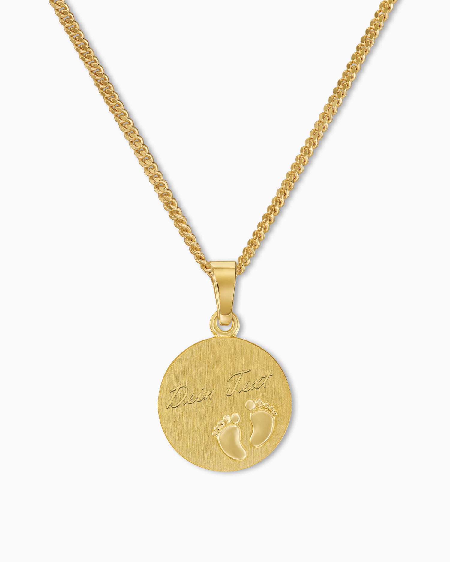Graveerplaatjes hanger ketting baby voetjes 12mm