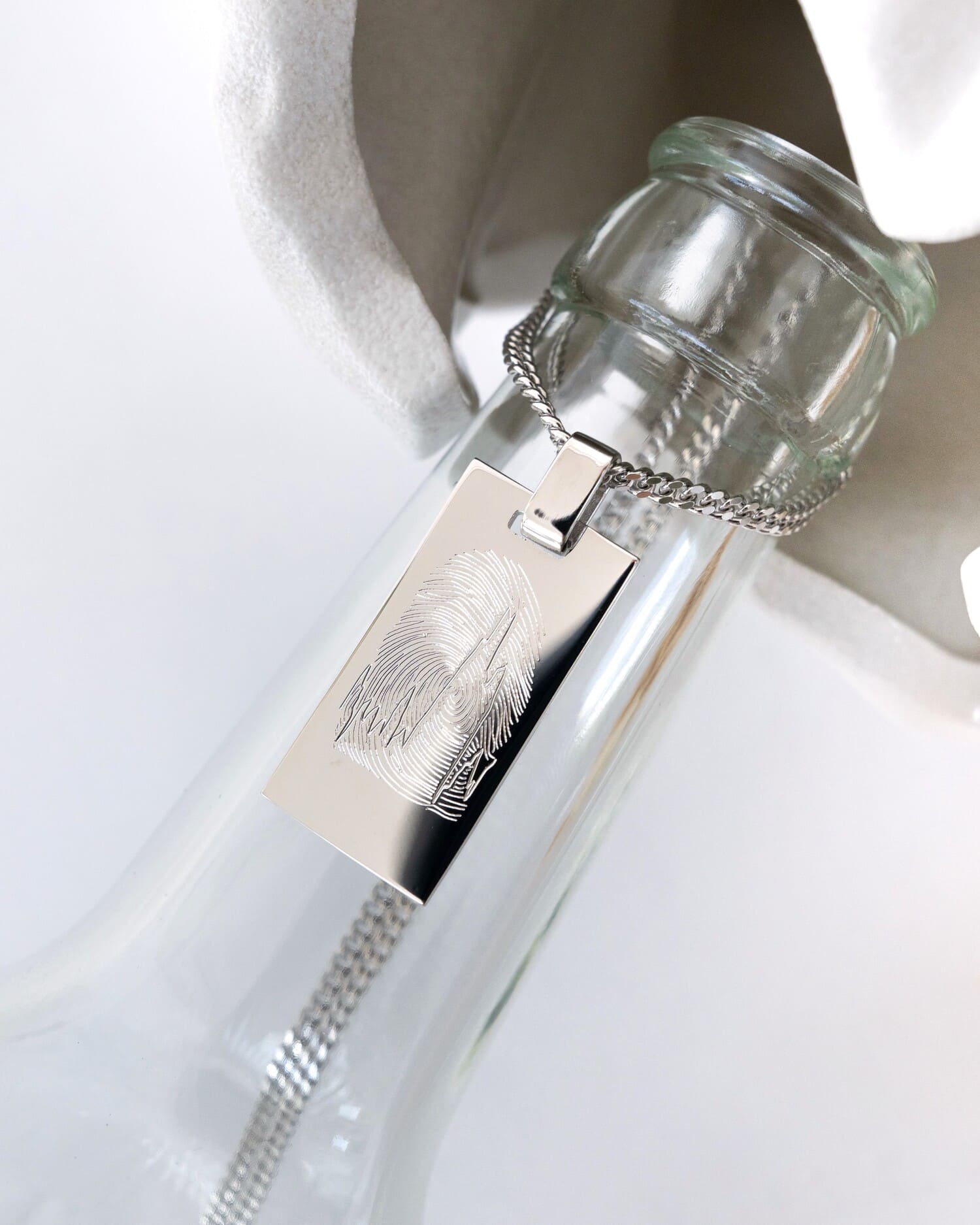 Graveerplaatjes halsketting hanger rechthoek