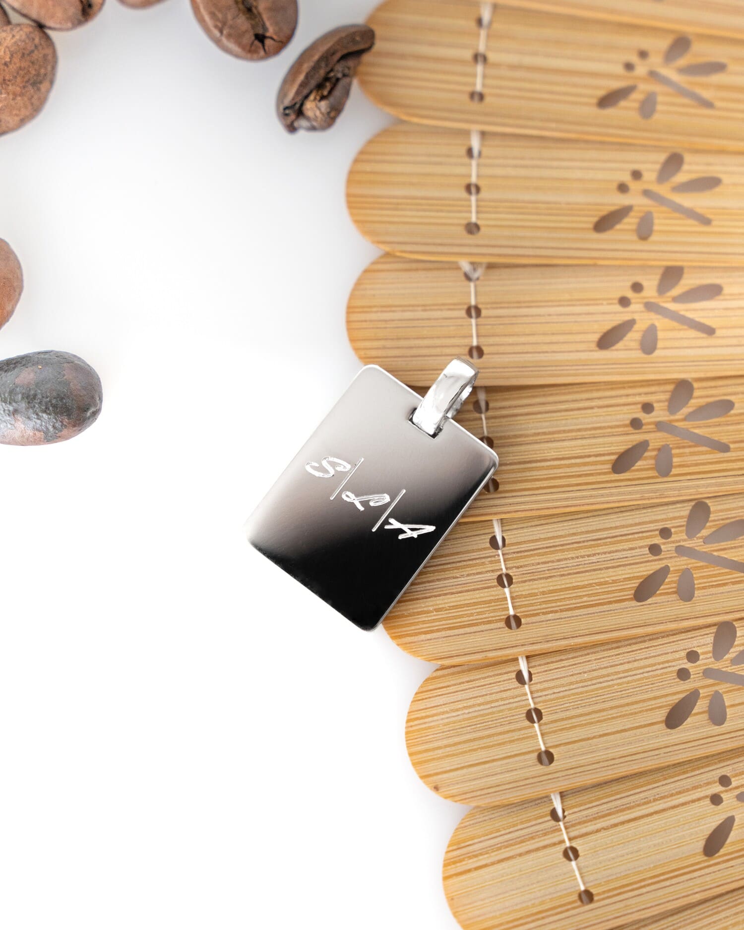 Graveerplaatje halsketting hanger rechthoek