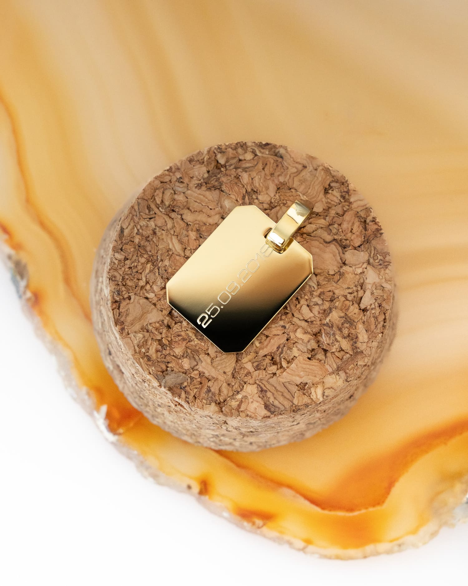 Graveerplaatjes halsketting hanger achthoek