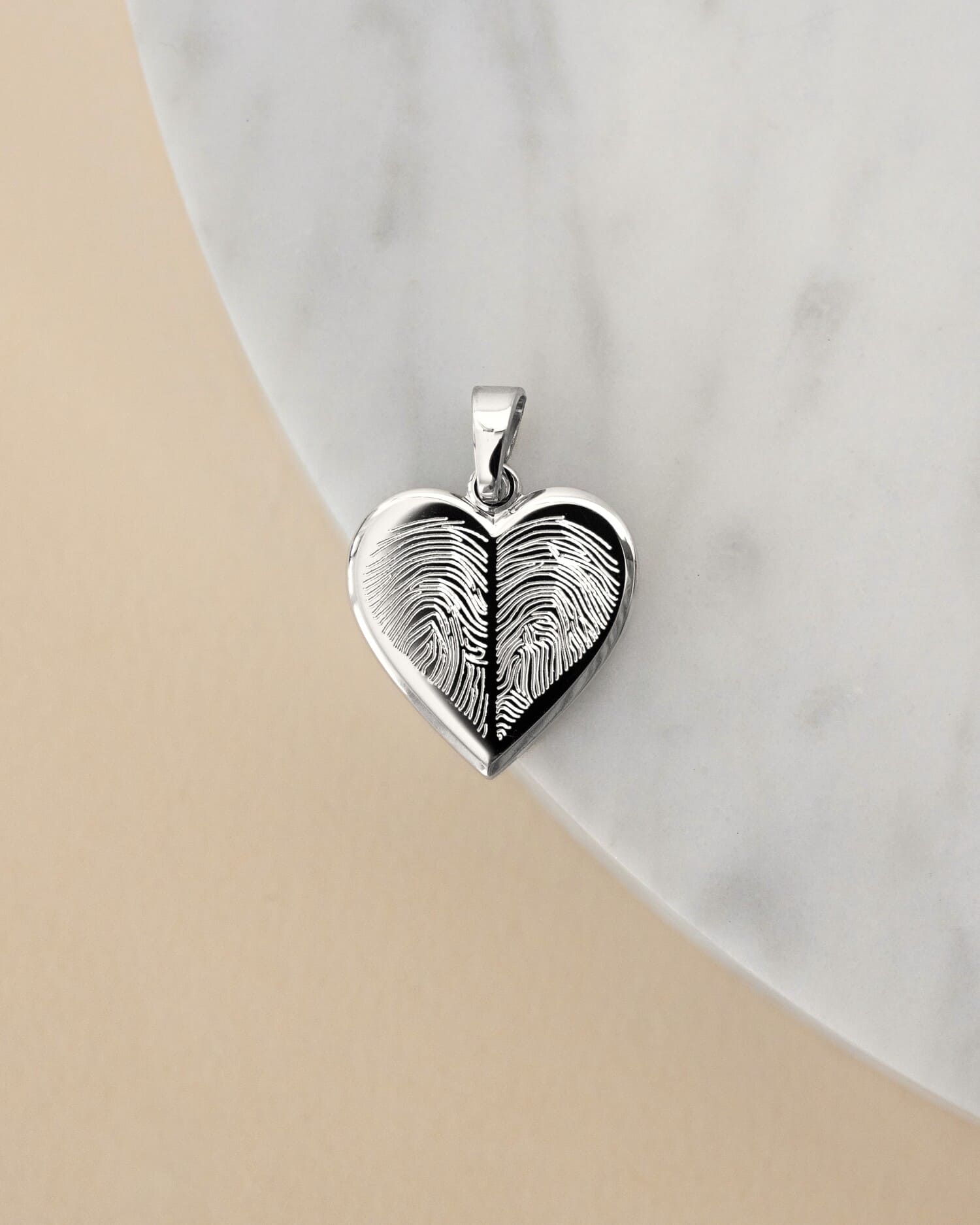 Vingerafdruk hart ketting graveren plaat hanger 12mm