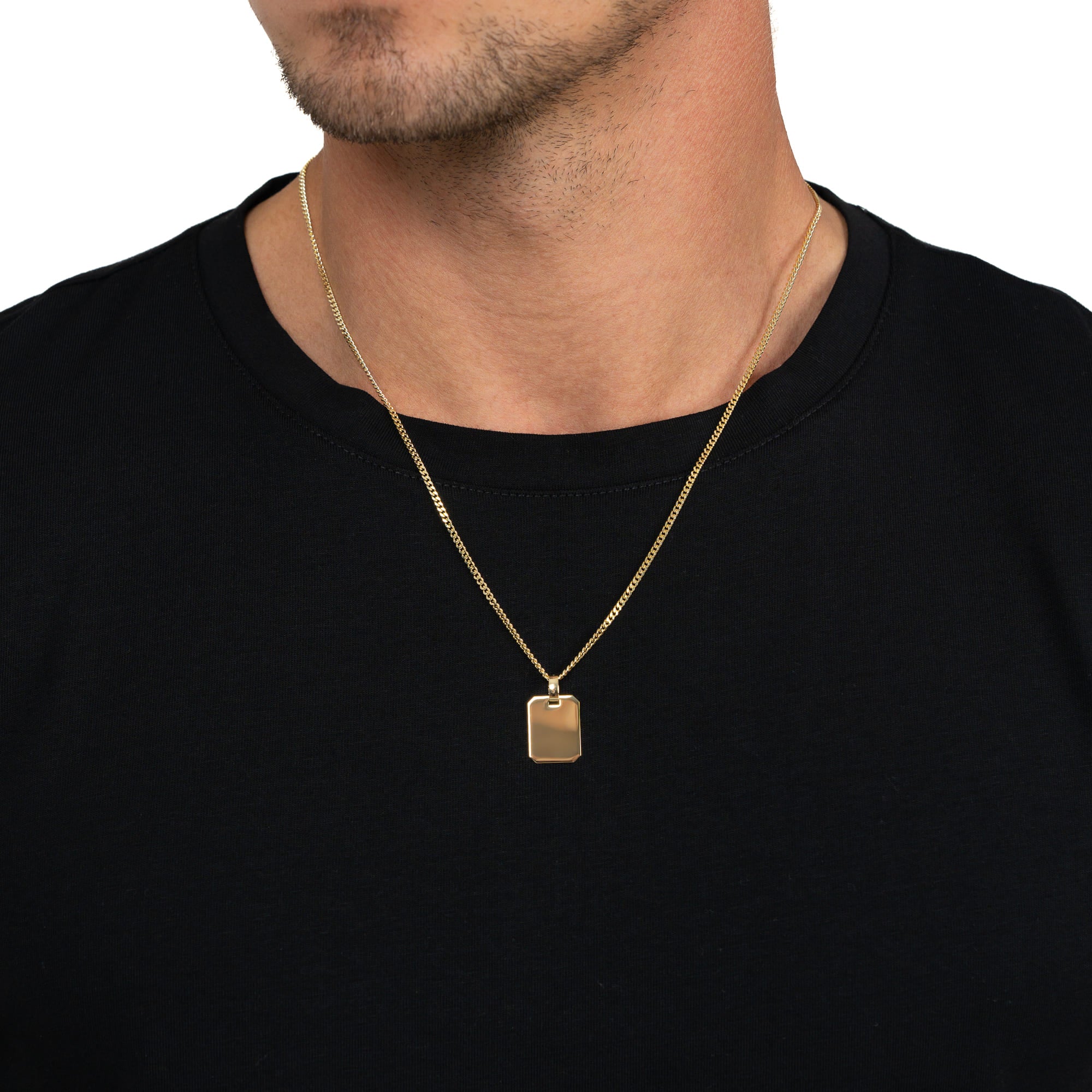 Graveerplaatjes halsketting hanger achthoek