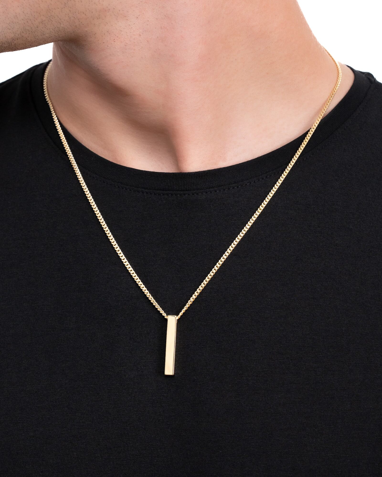 Staaf halsketting graveerplaatje hanger