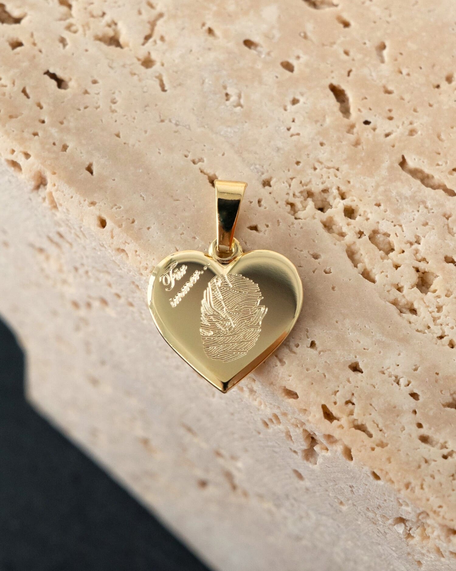 Vingerafdruk hart ketting graveren plaat hanger 12mm