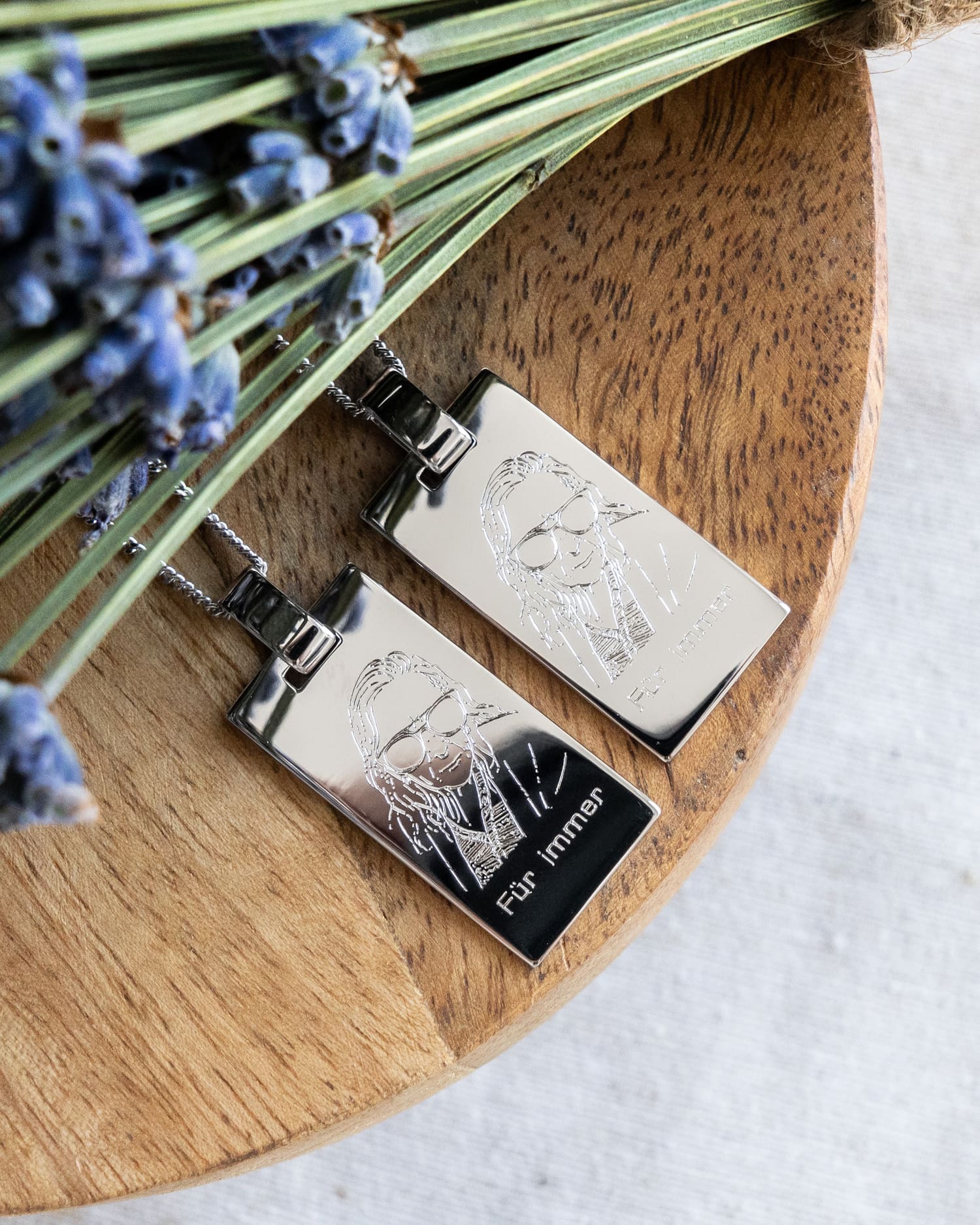 Graveerplaatjes halsketting hanger rechthoek