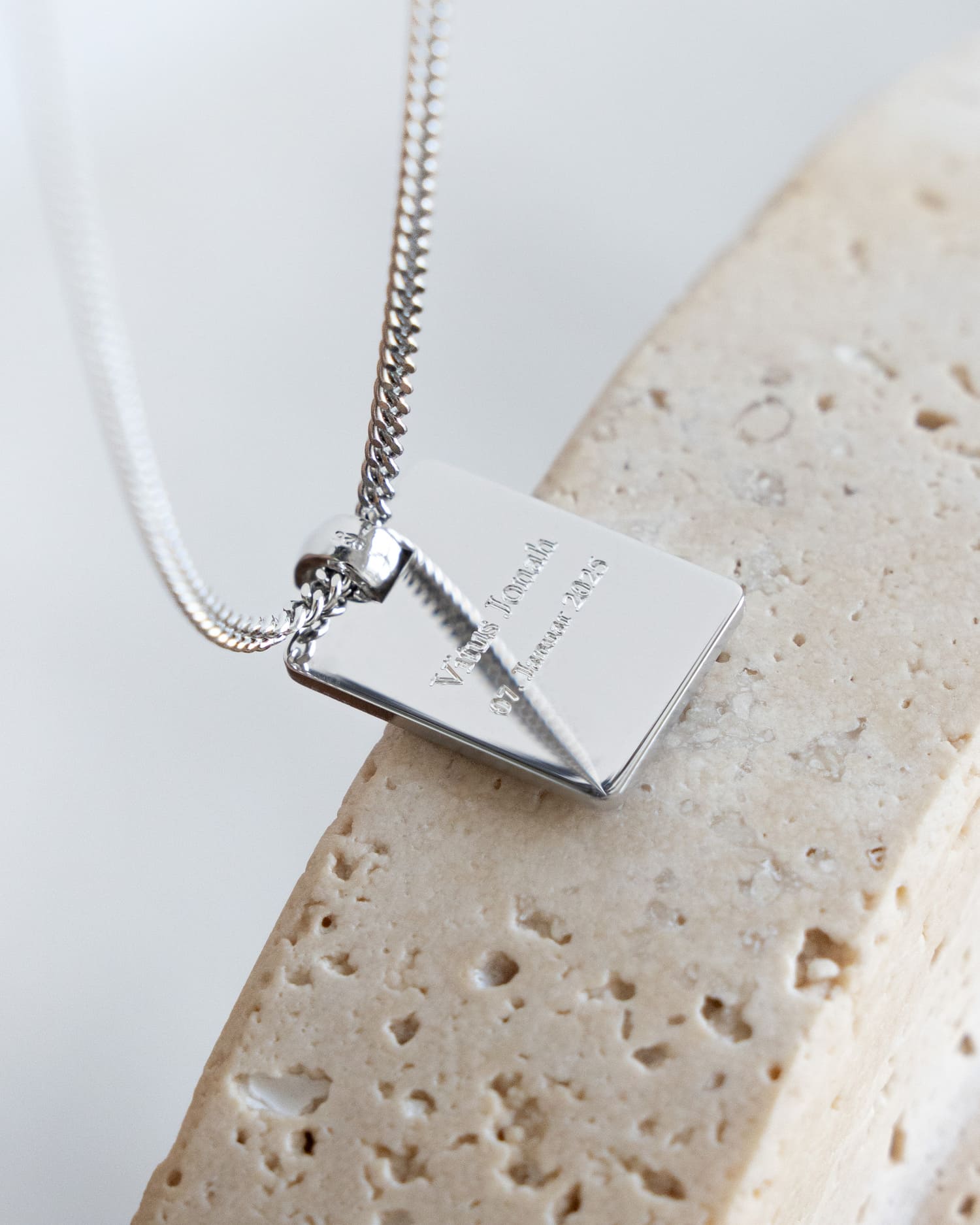 Graveerplaatje halsketting hanger rechthoek