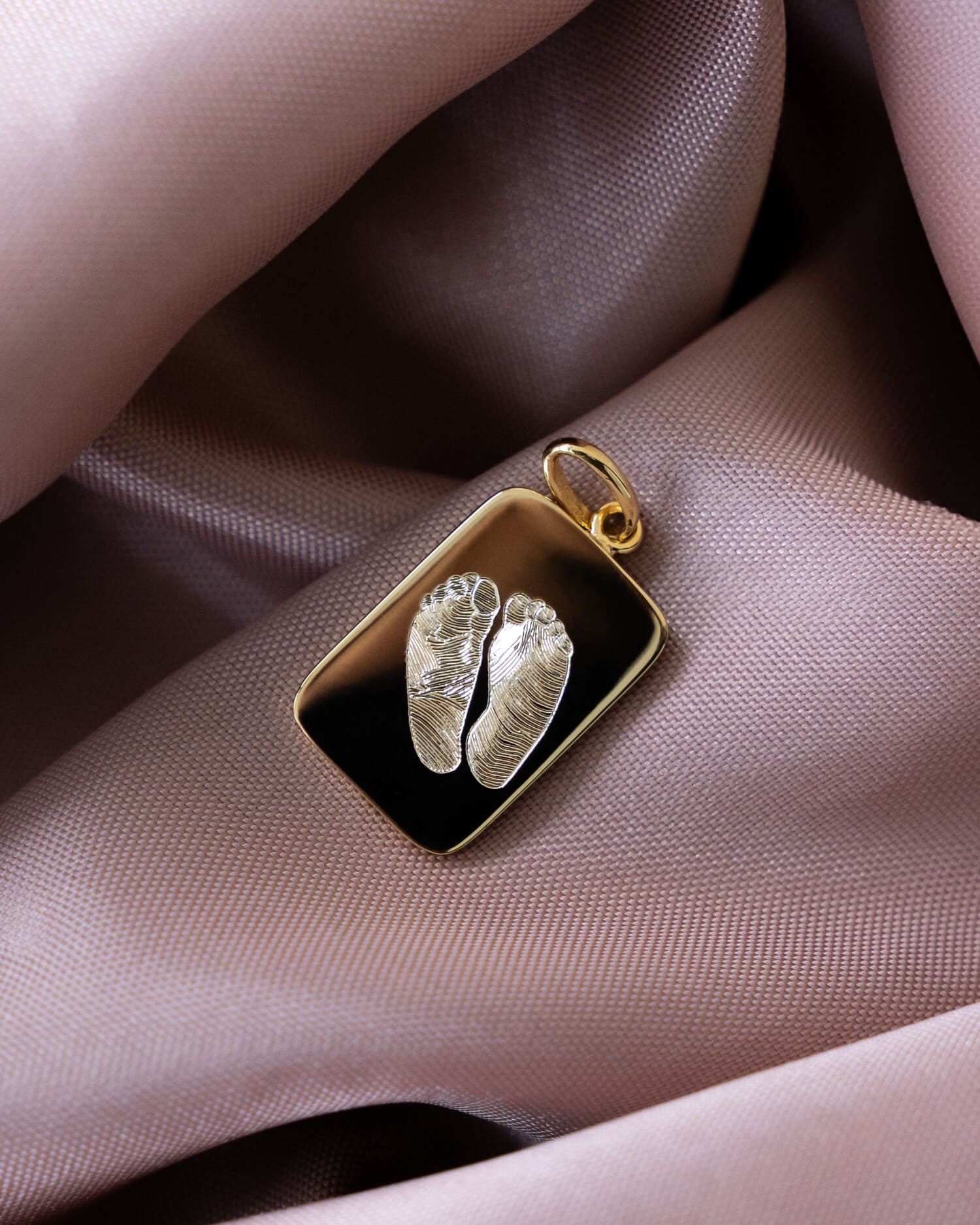 Voetafdruk graveerplaten halsketting hanger vierkant