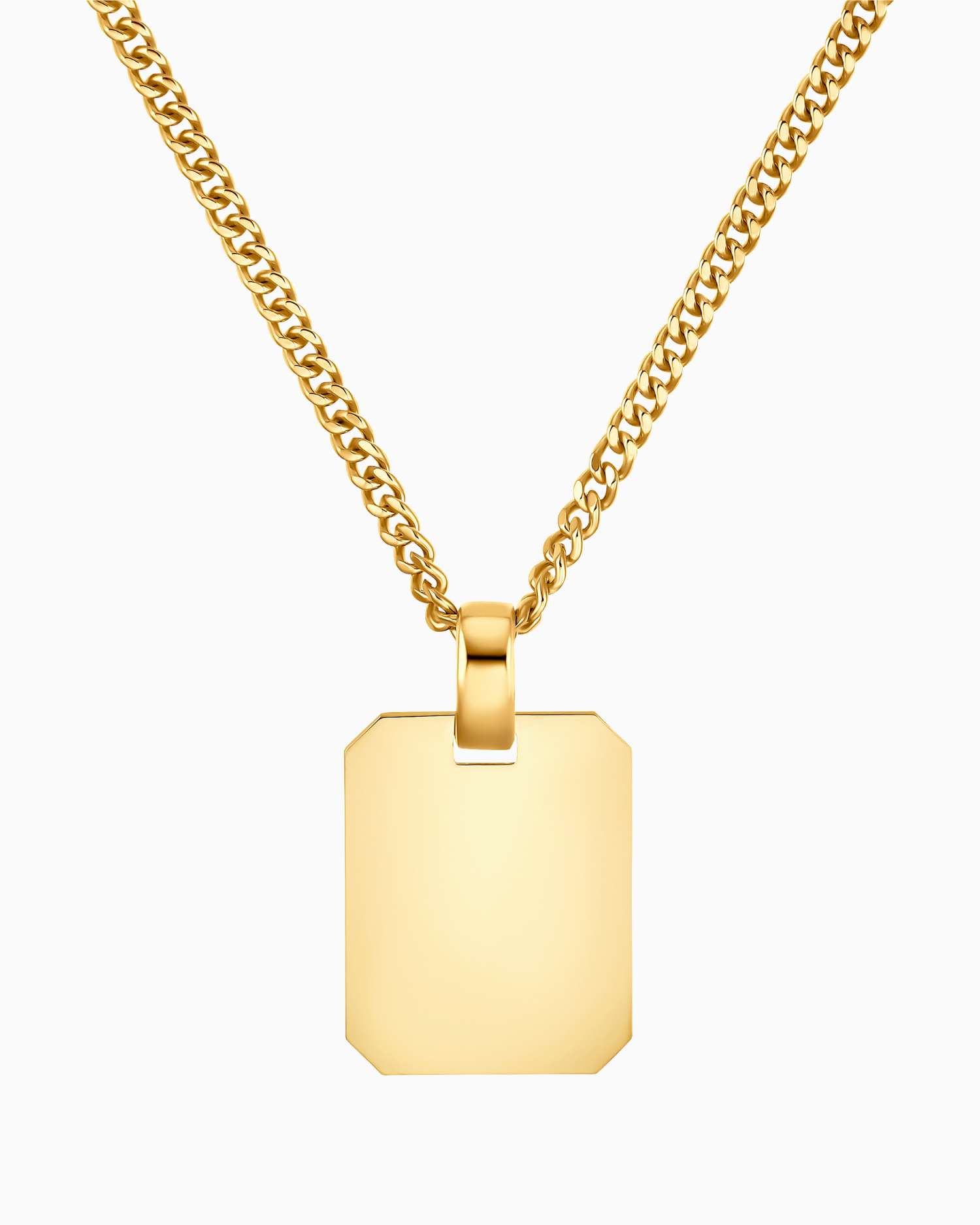 Graveerplaatjes halsketting hanger achthoek