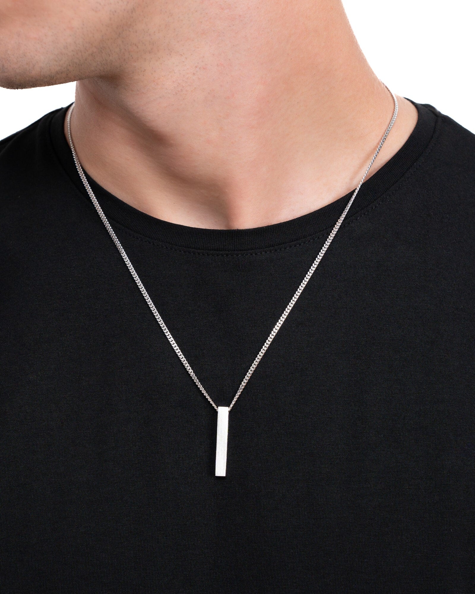 Staaf halsketting graveerplaatje hanger