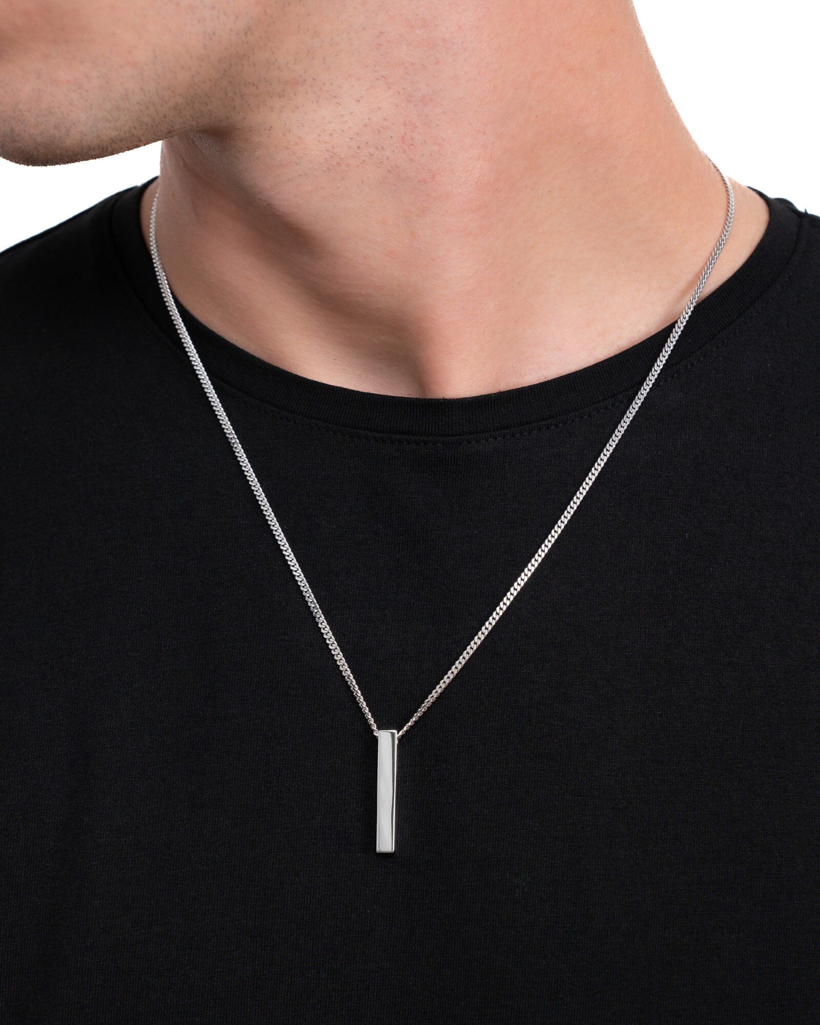 Staaf halsketting graveerplaatje hanger