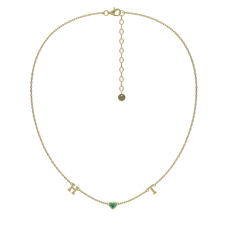 Birthstone Letter Initial Necklace