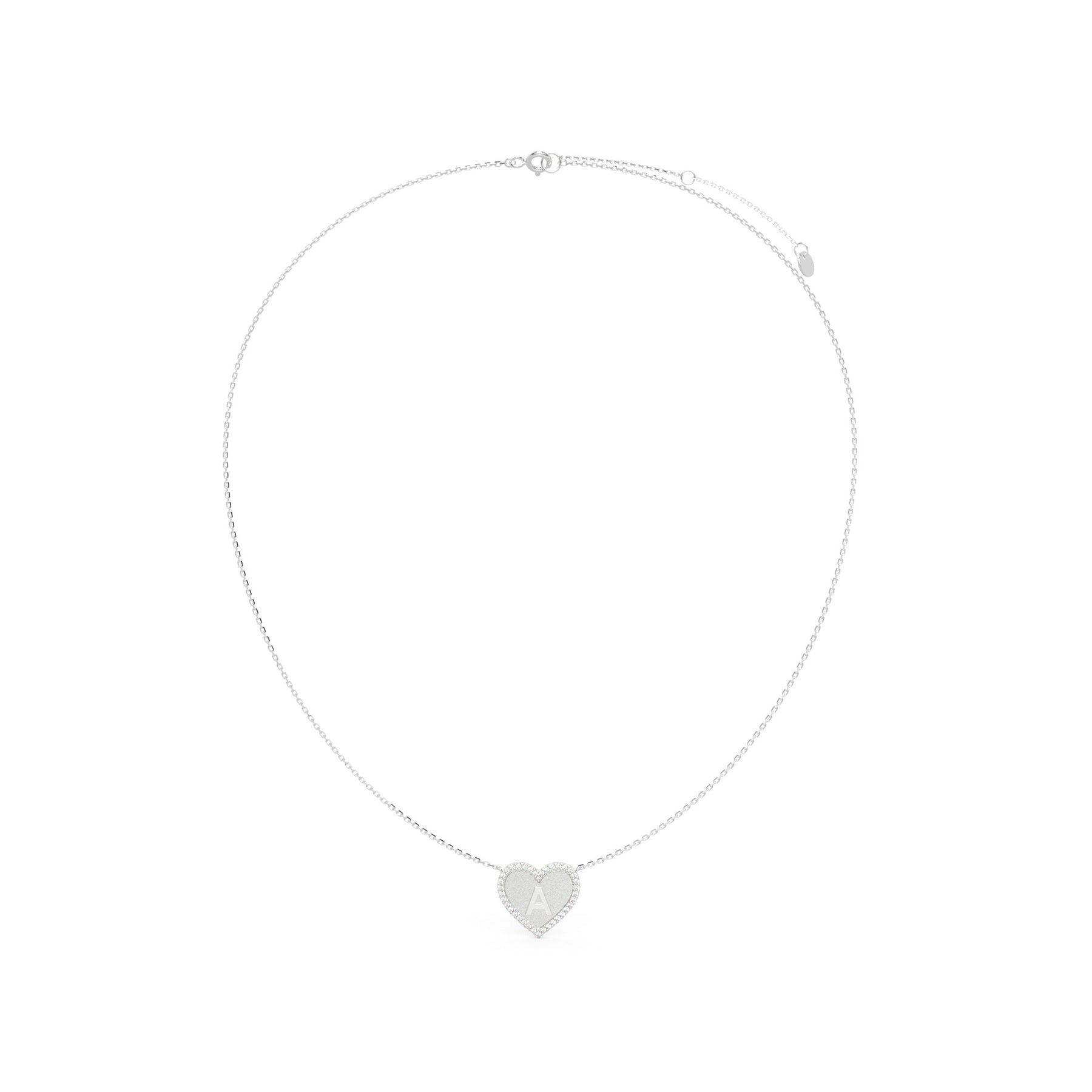 Halsketting met hartjes en initialen, zirkonia