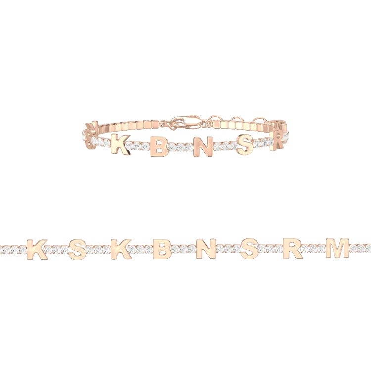 Tennis Bracelet with Birthstone and Initials