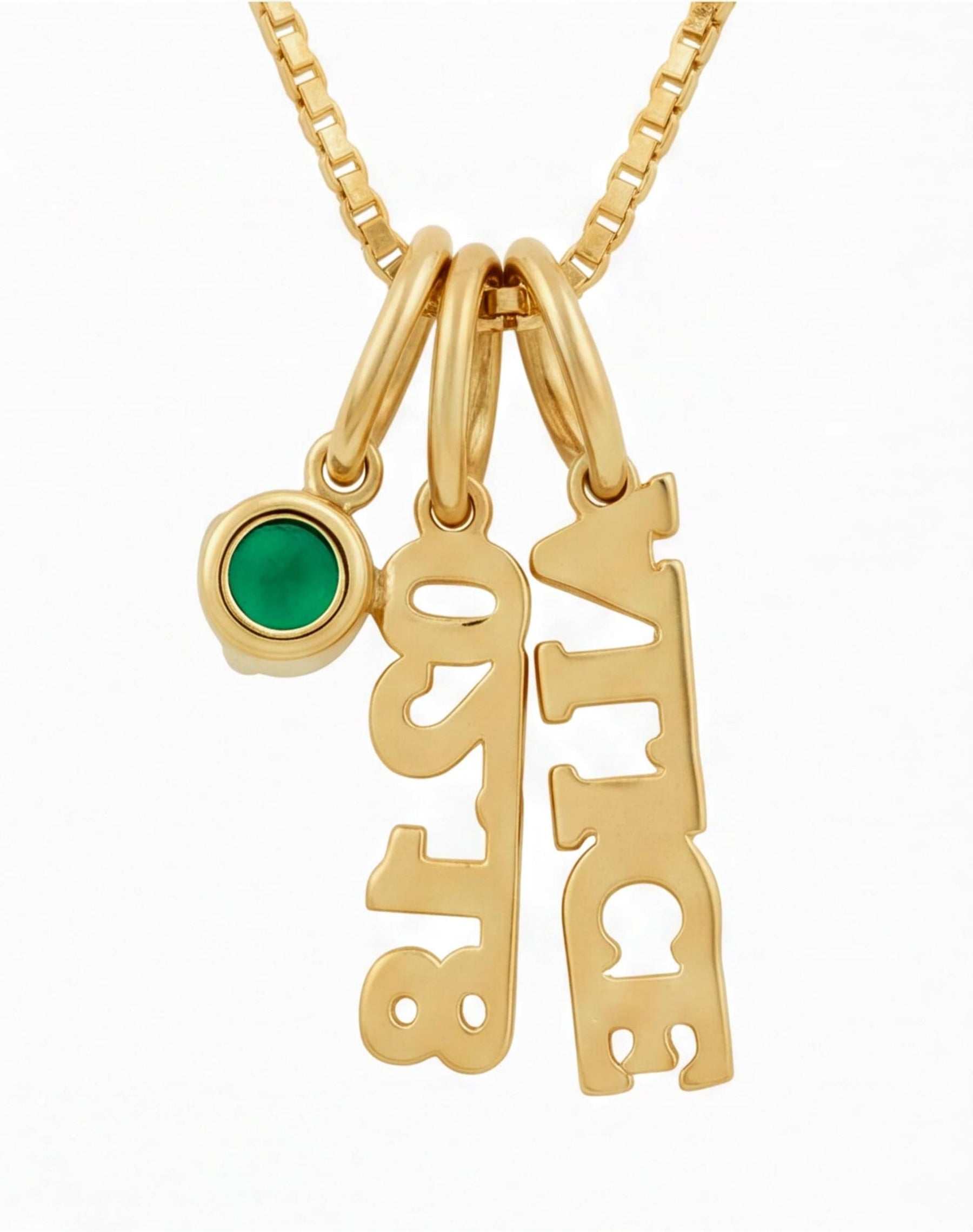 Naamketting met geboortesteen en letters