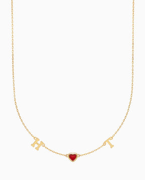 Ketting met geboortesteen, letters en initialen