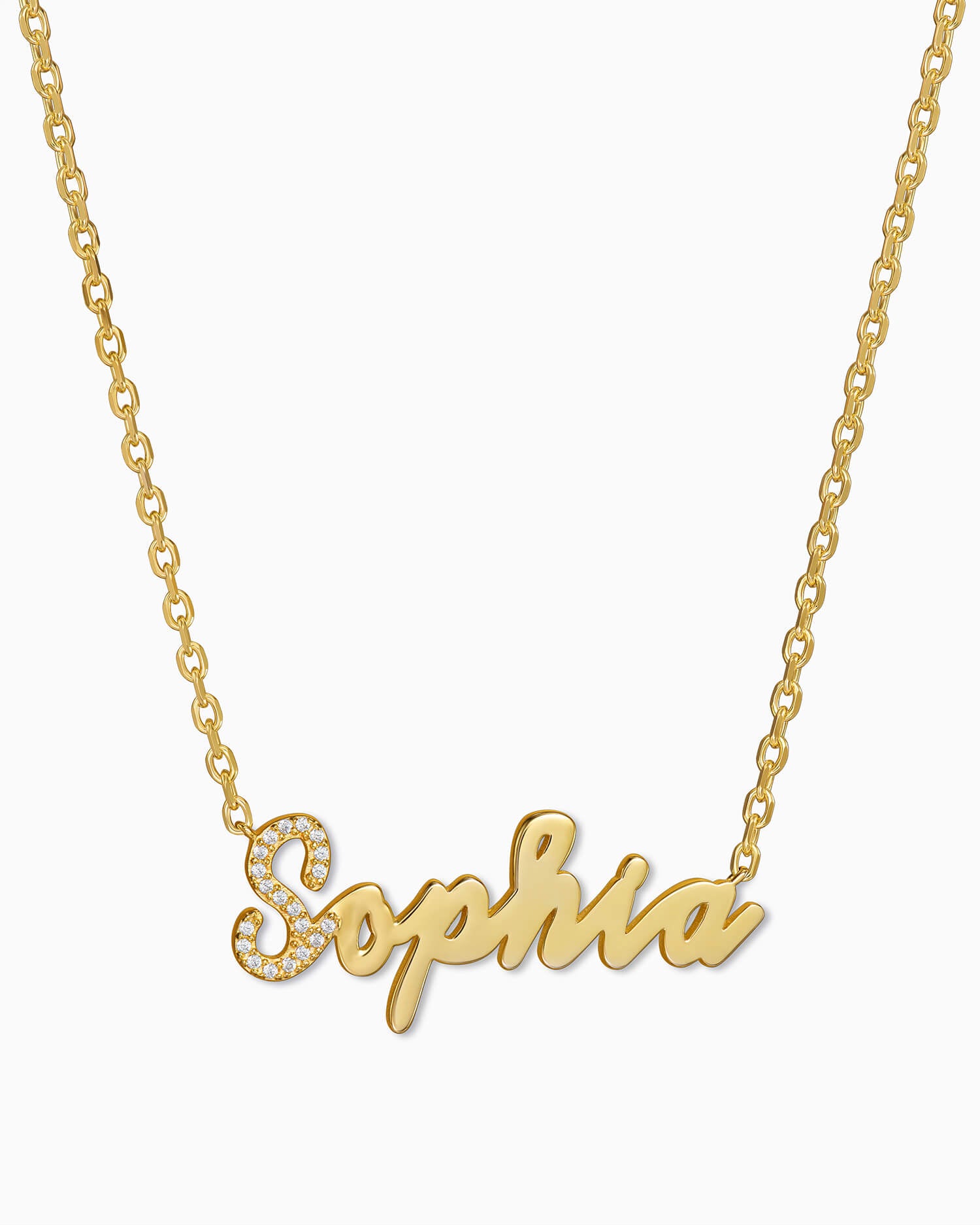 Name necklace with zirconia
