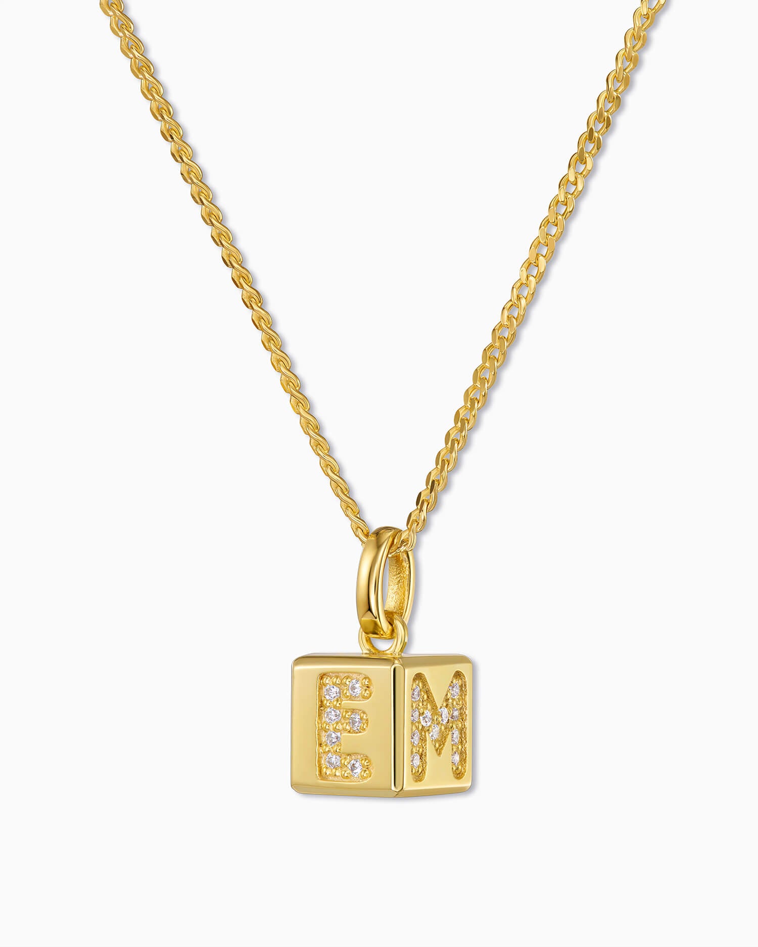 Cube Letter Necklace with Zirconia
