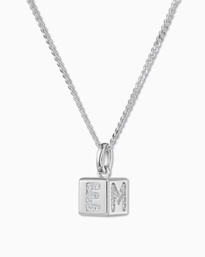 Cube Letter Necklace with Zirconia